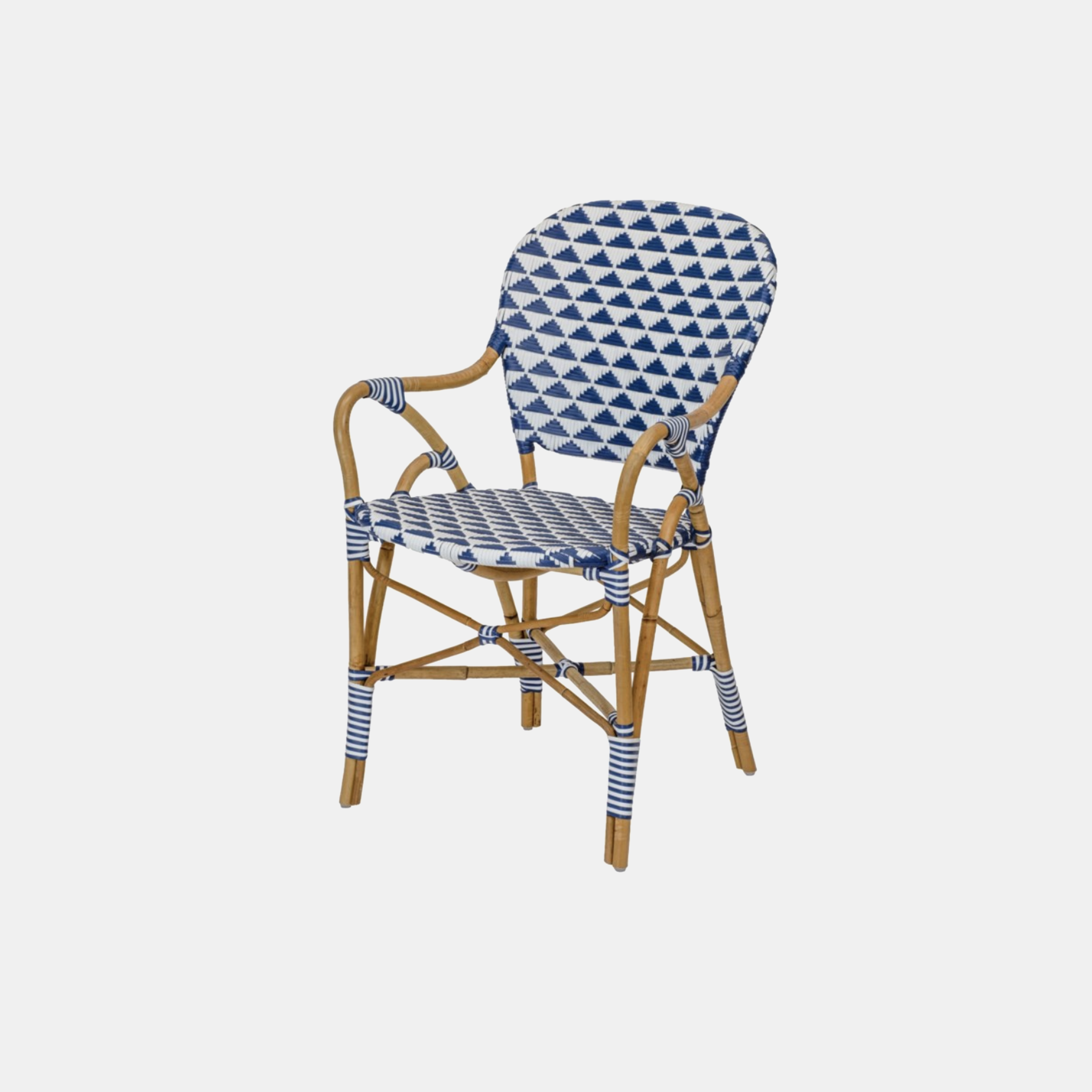 Pinnacles Arm Chair 20.25'' x 23.5'' x 34.5'' Available in blue/white (shown), natural/black, and white/blush. Also available as side chair. SKU3348SLM