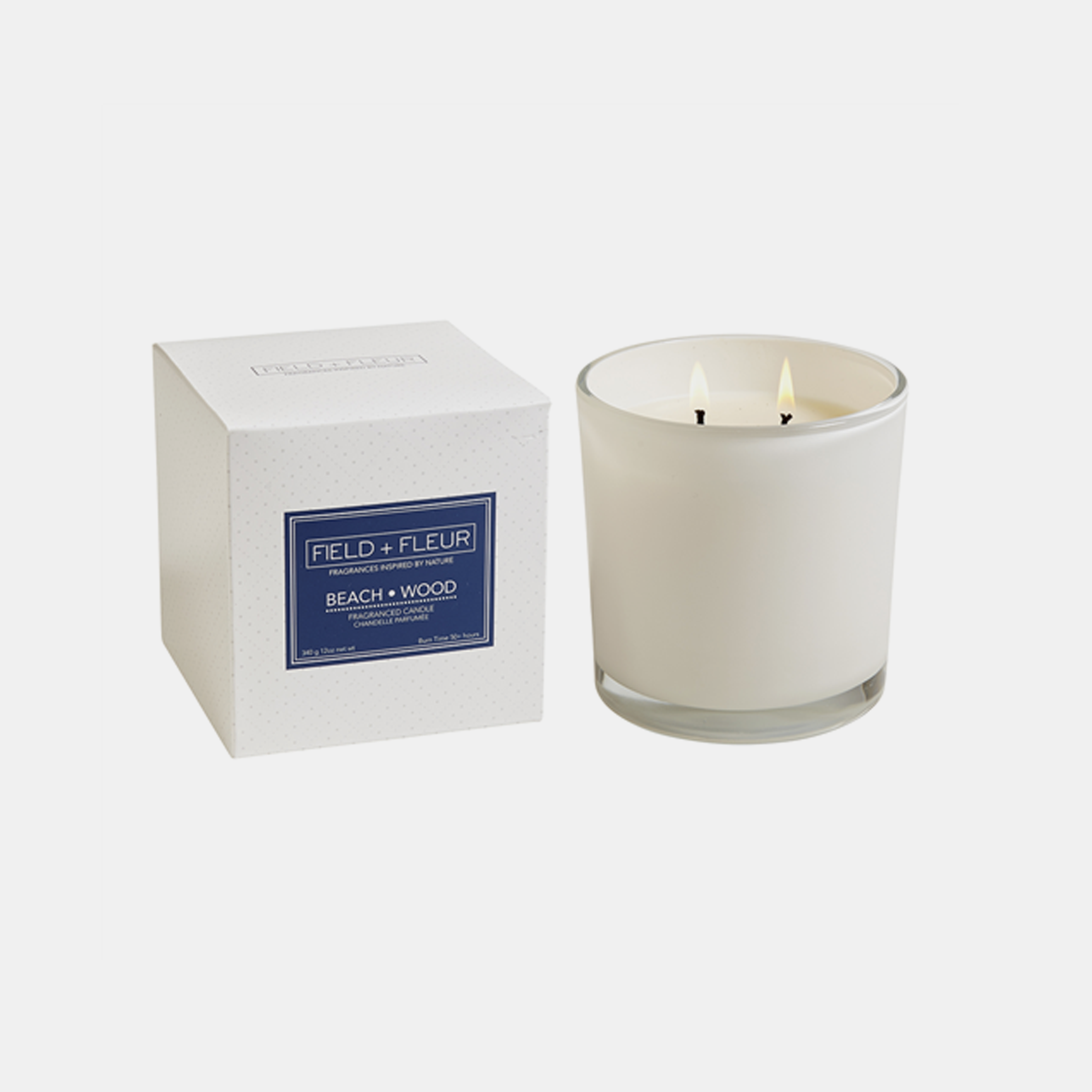 Beach Wood Candle Two-wick candle in white glass jar. 12 oz. SKU38384HLN