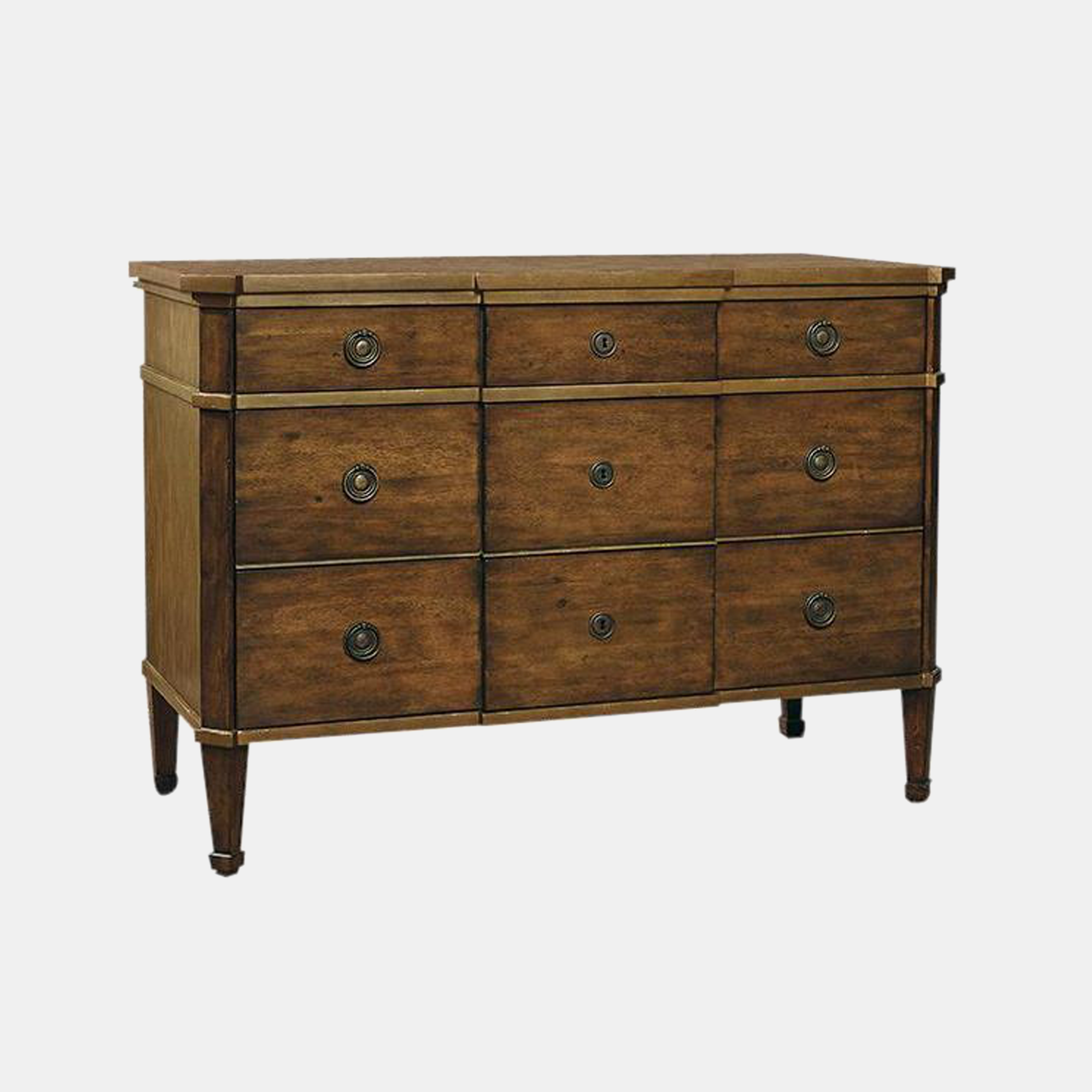 French Walnut 3-Drawer Chest 50”l x 22”d x 35”h SKU9284PTE