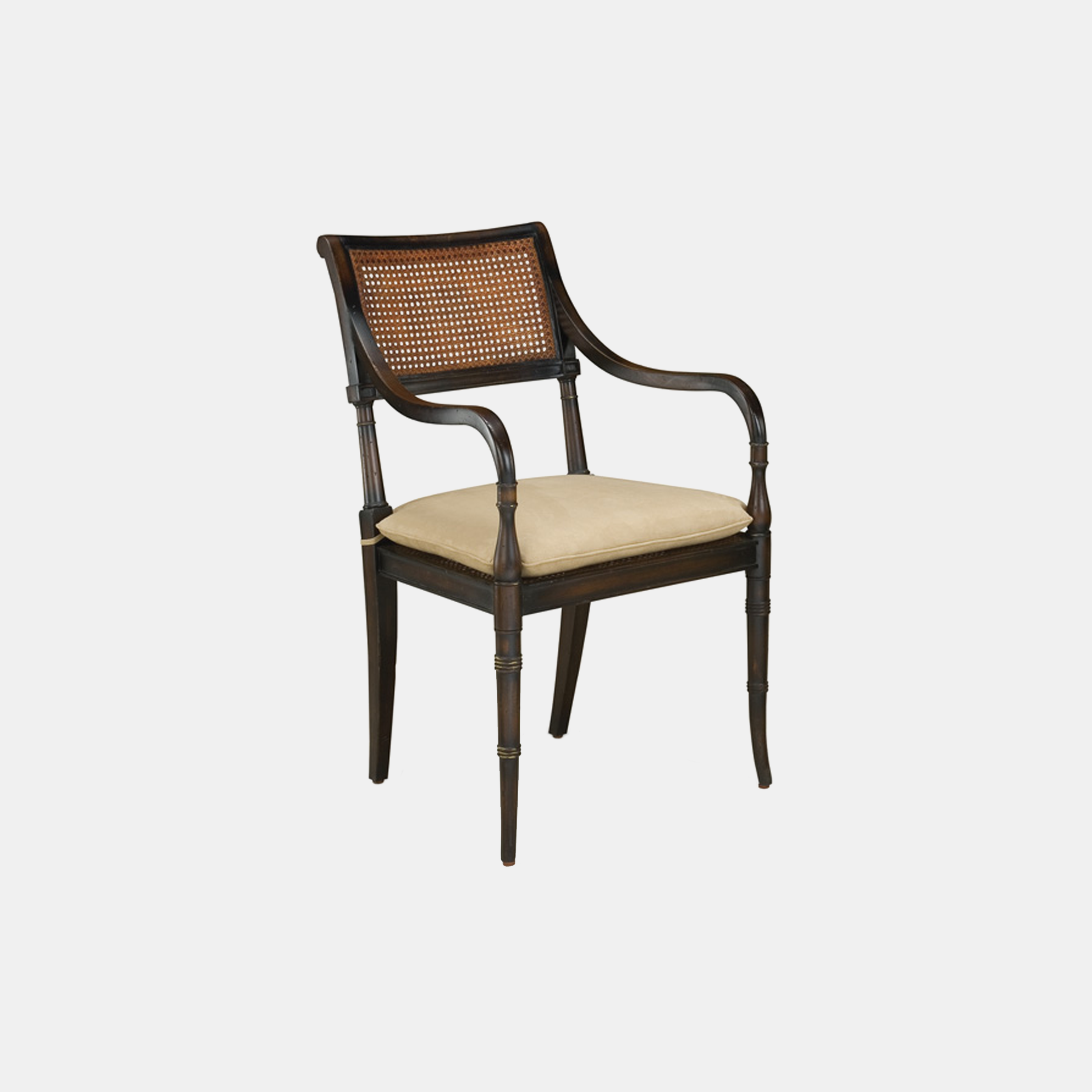 Regency Style Arm Chair 23⅜"w x 19"d x 35 ¼"h Available in antique black (shown) and mahogany. Also available as side chair. SKU4889PTE