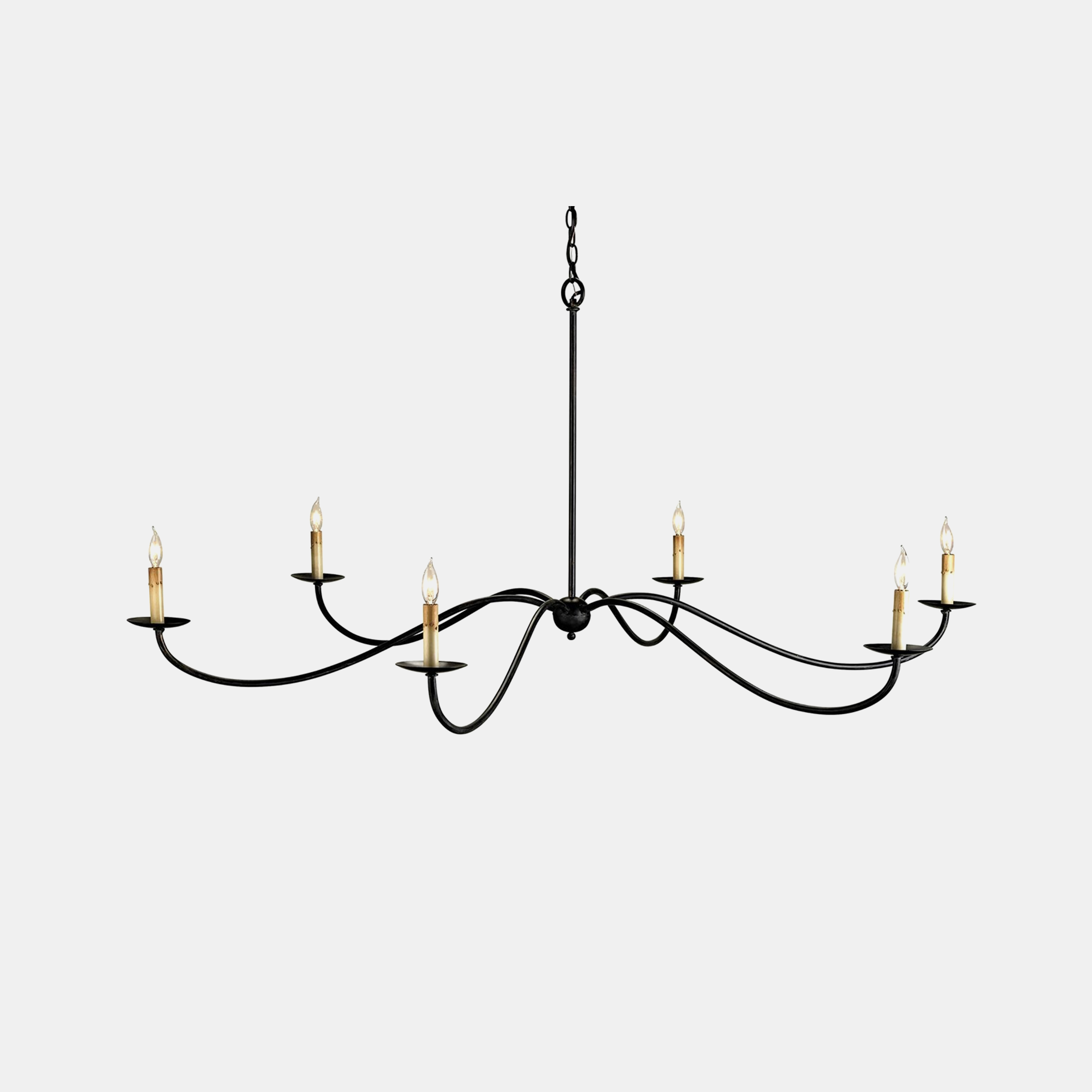 Saxon Chandelier 63" round x 29”h Available in black (shown) or silver. SKU57323CUY