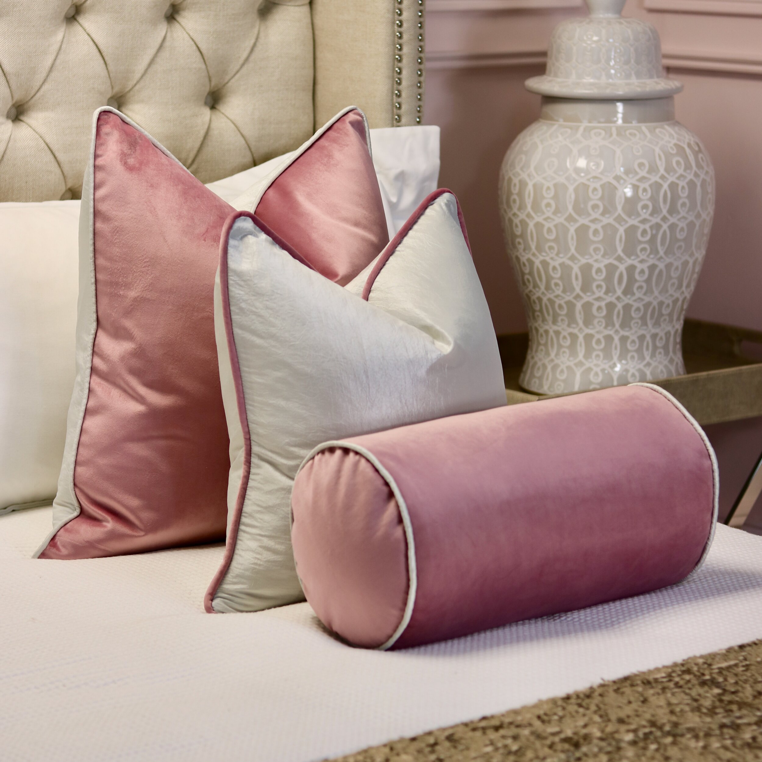 pink bolster cushion