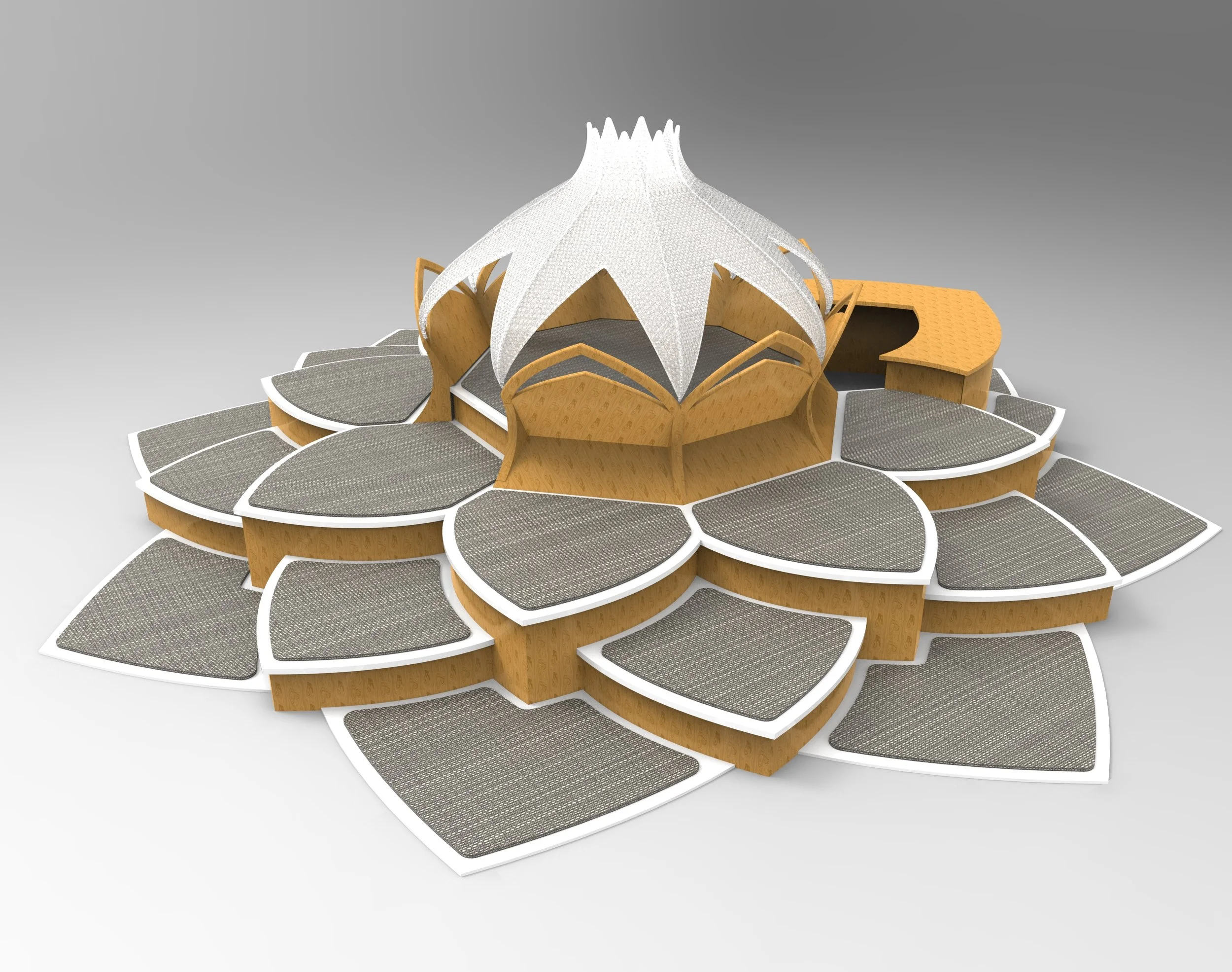  Lotus seating &amp; sound booth - 2016  Design, CAD Model, &amp; render 