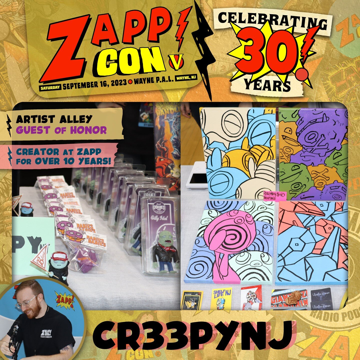 Zapp Con FIVE-TIMERS CLUB welcomes our very own @cr33pynj back to Artist Alley at Zapp Con 5!!
@cr33pyllc 

#zappcomics #zappcon #zappconnj #zappcon5 #metal #comics #comicbooks #comicart #comicartist #njevents #comiccon #waynenj #marvel #dc #artistal