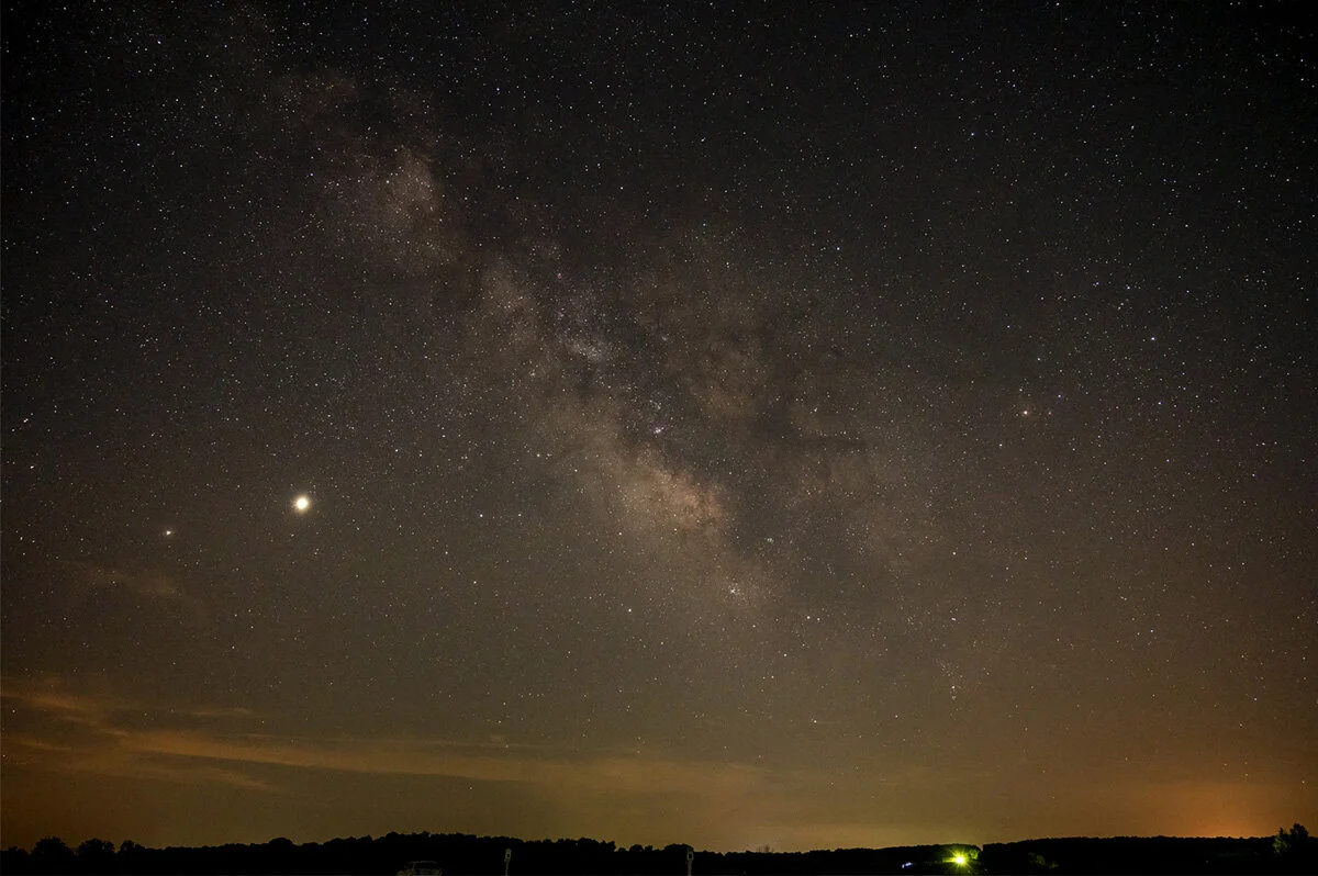 Saturn, Jupiter and the Milky Way from Goose Pond
