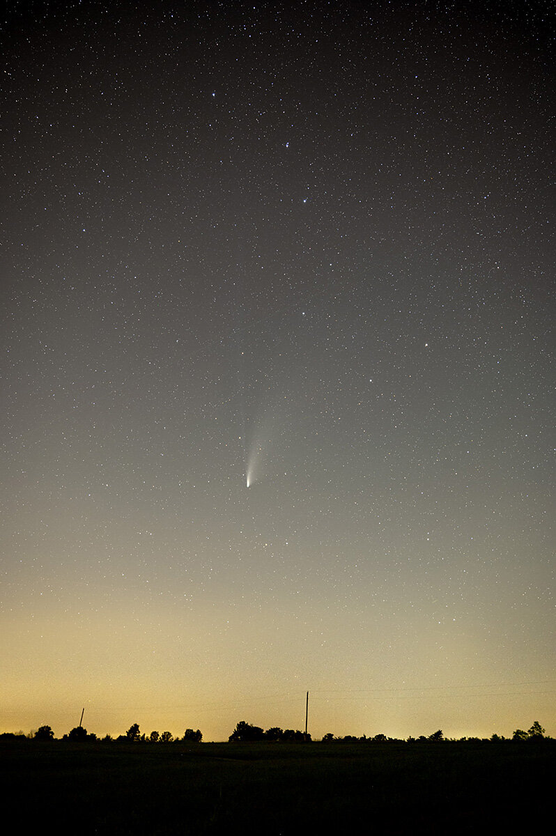 Comet NEOWISE at twilight