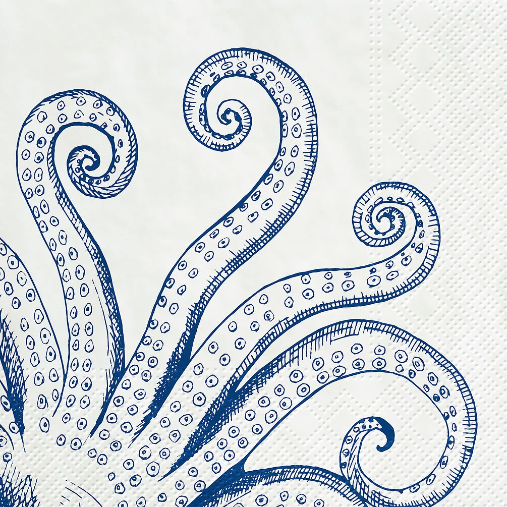 Lg Octopus Napkins -20 Pack-Blue And Red