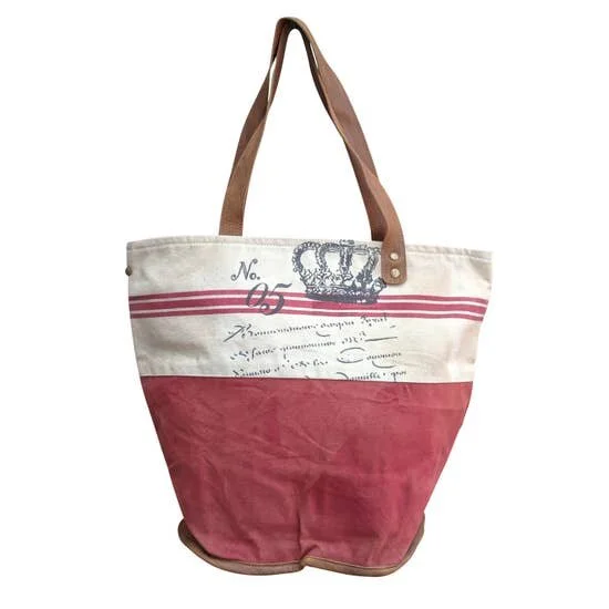  Red/Cream Crown Cotton Tote Bag