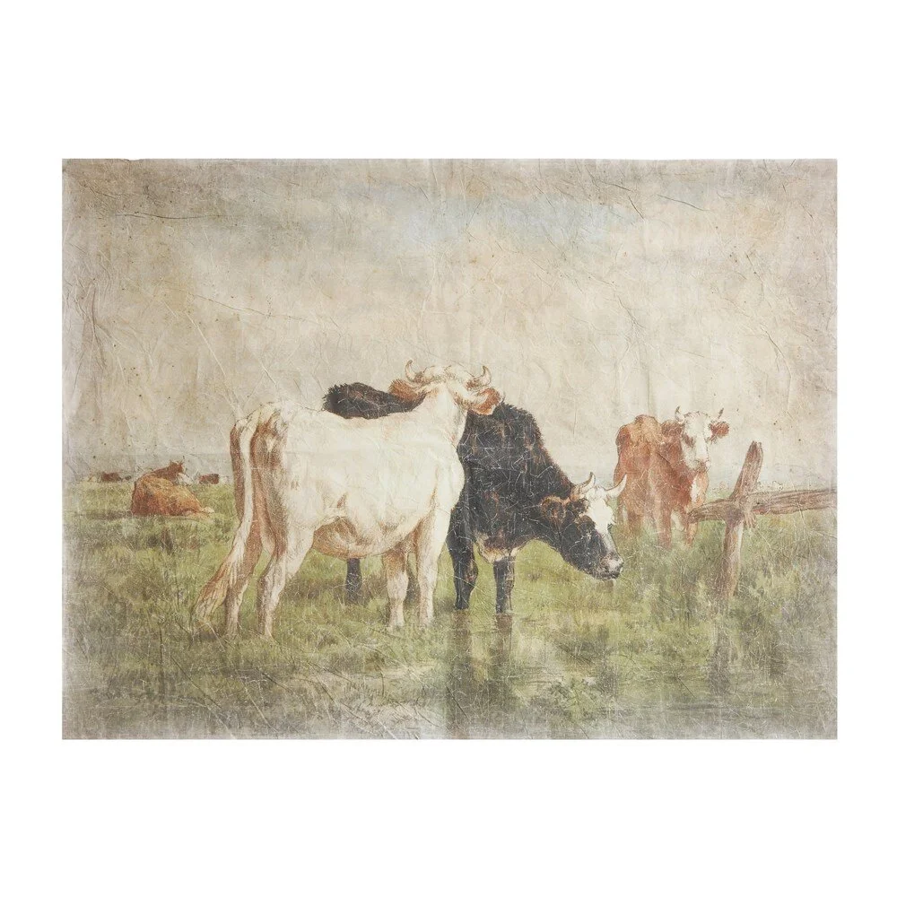 Huge Decorator Paper w/ Vintage Cows- Wall hanging 48"L x 36"H