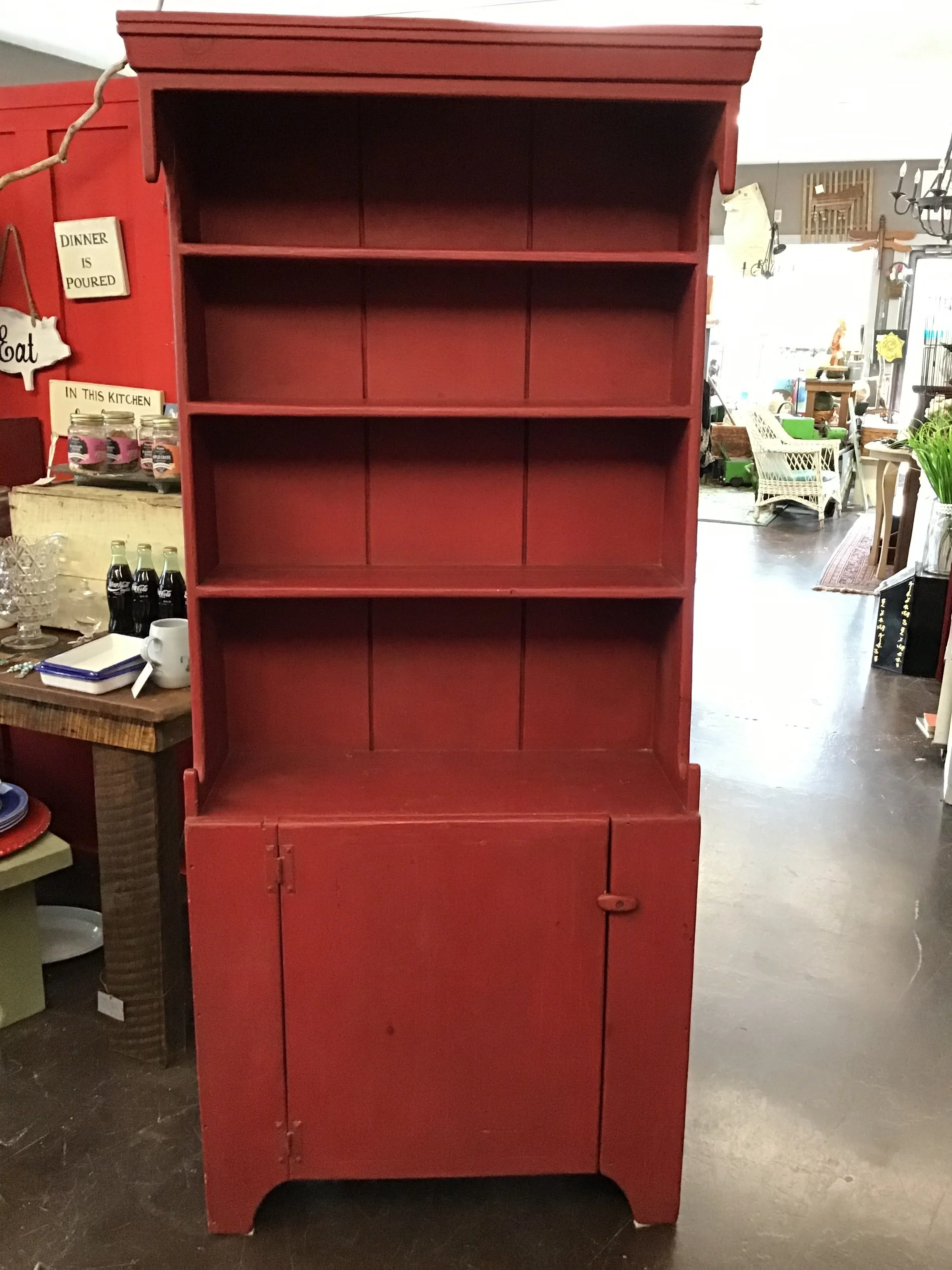 Tall Narrow Red Cupboard