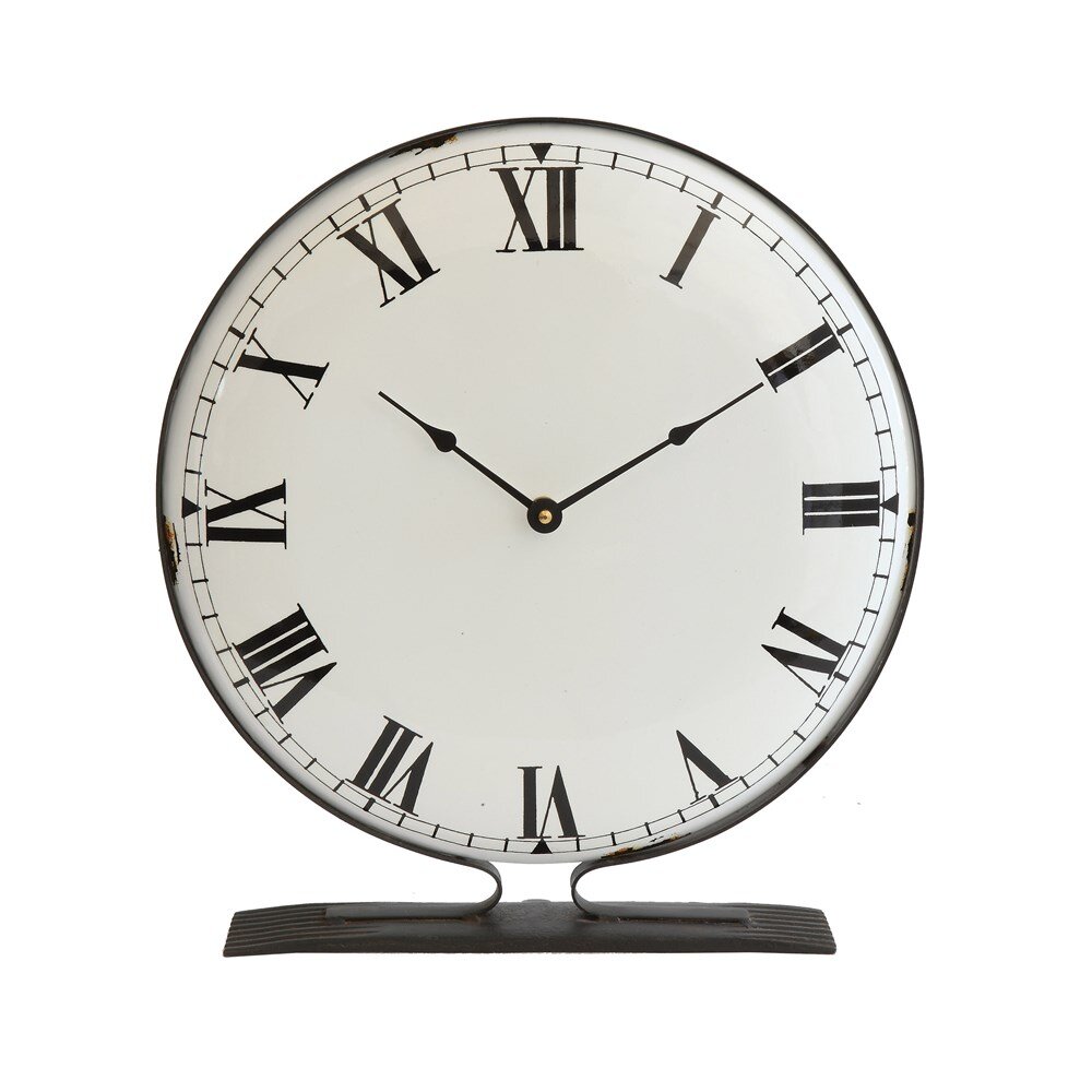 Lg Enamel Standing Clock-13-3/4" Round x 15"H