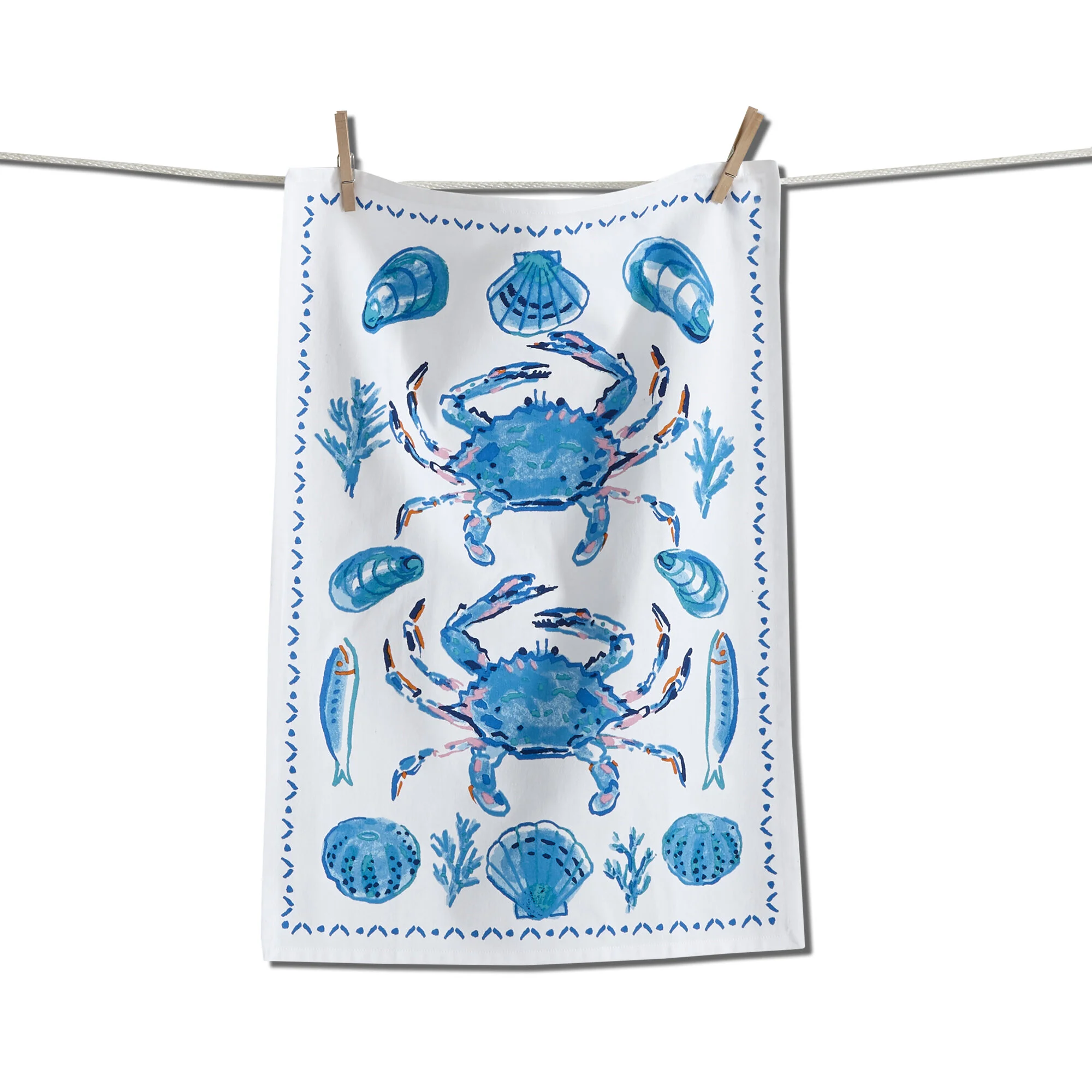 Crab and Shells Dish Towel 