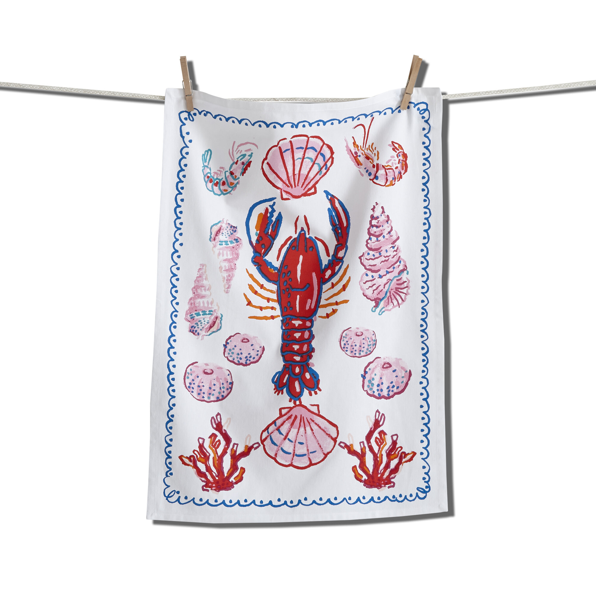 Lobster and Shells Dish Towel
