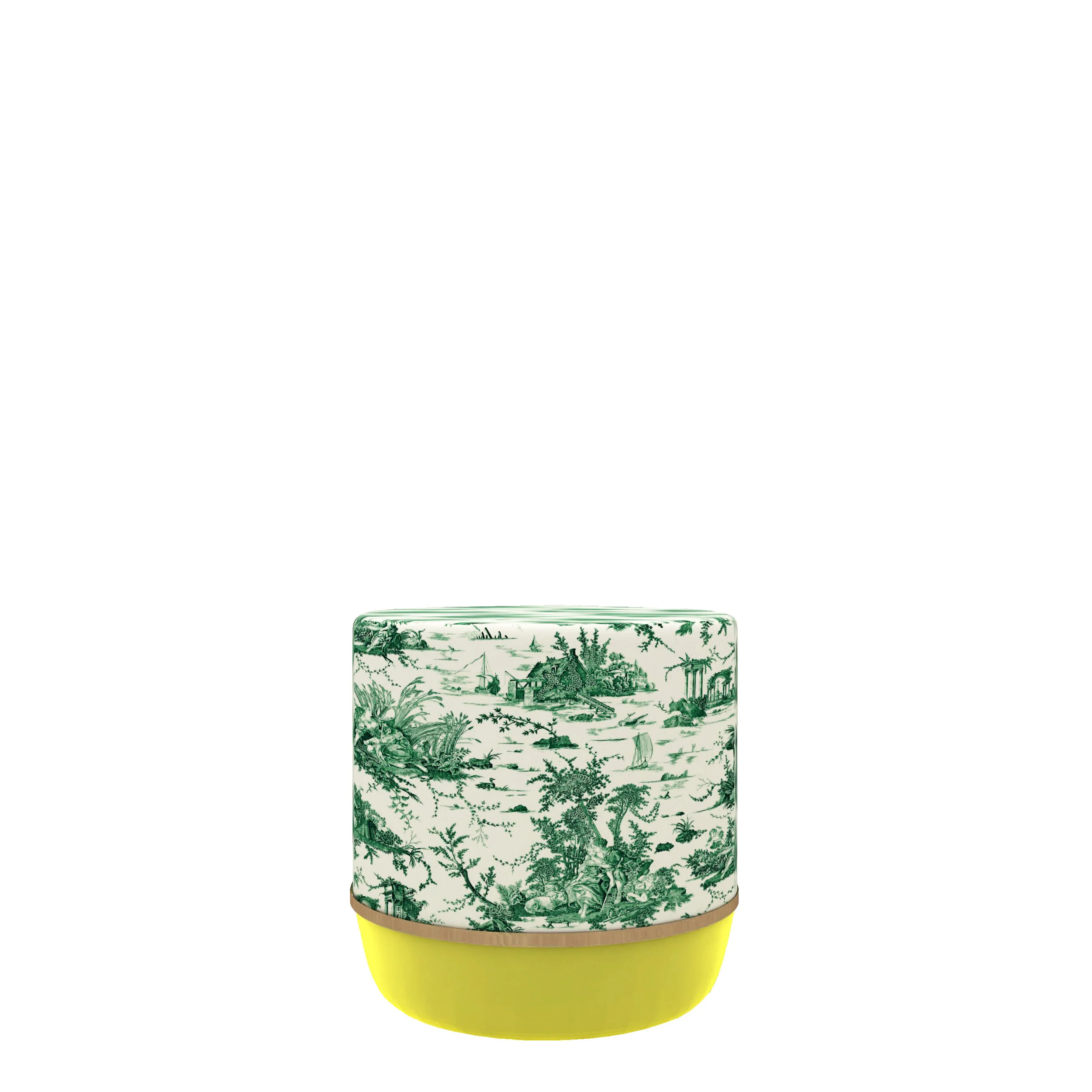 Pop Toile-de-Jouy Yellow and Green Pouf