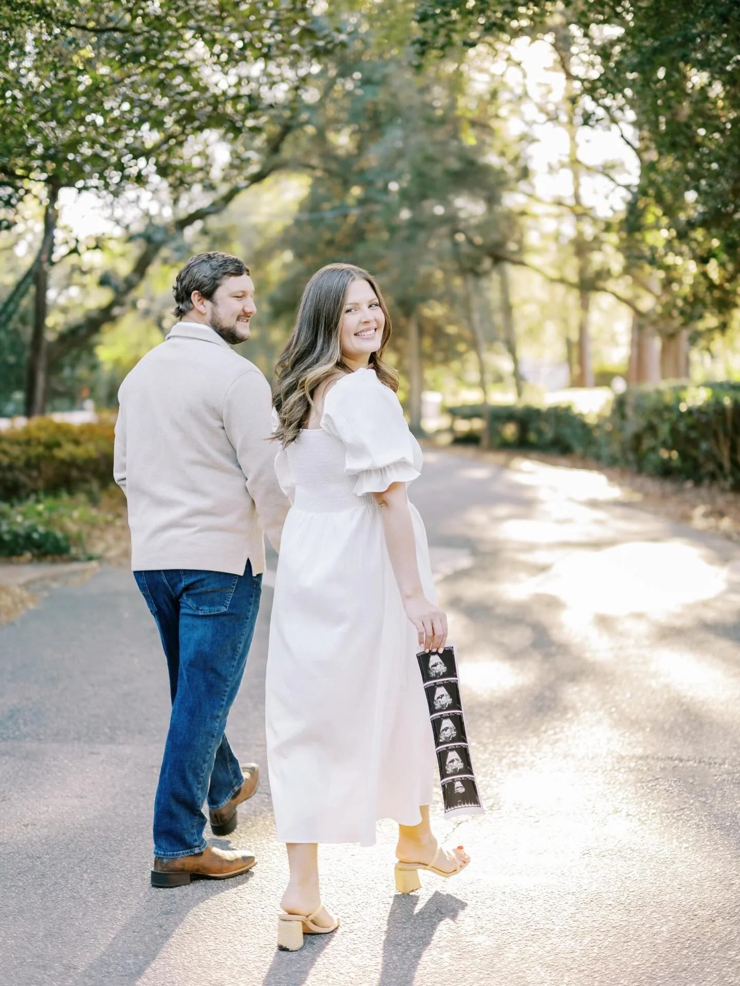 Ended my final outdoor session of 2025 with this precious couple &amp; their sweet news and it was truly the best way to end the year. We had the most perfect golden light peaking through the trees (thank you Pinehurst for still looking good in the d