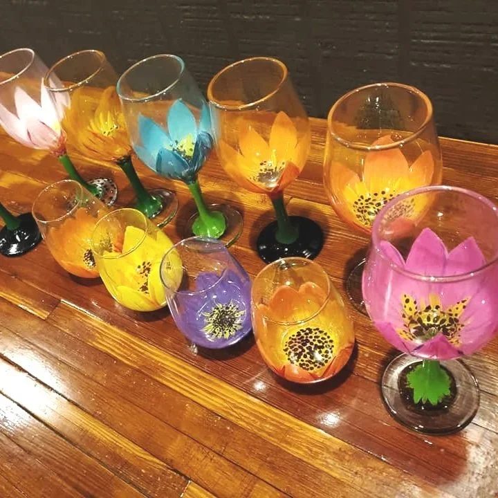 Flower Wine Glasses - Paint Party Painting