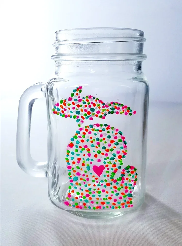 Michigan Pointillism Mason Jar