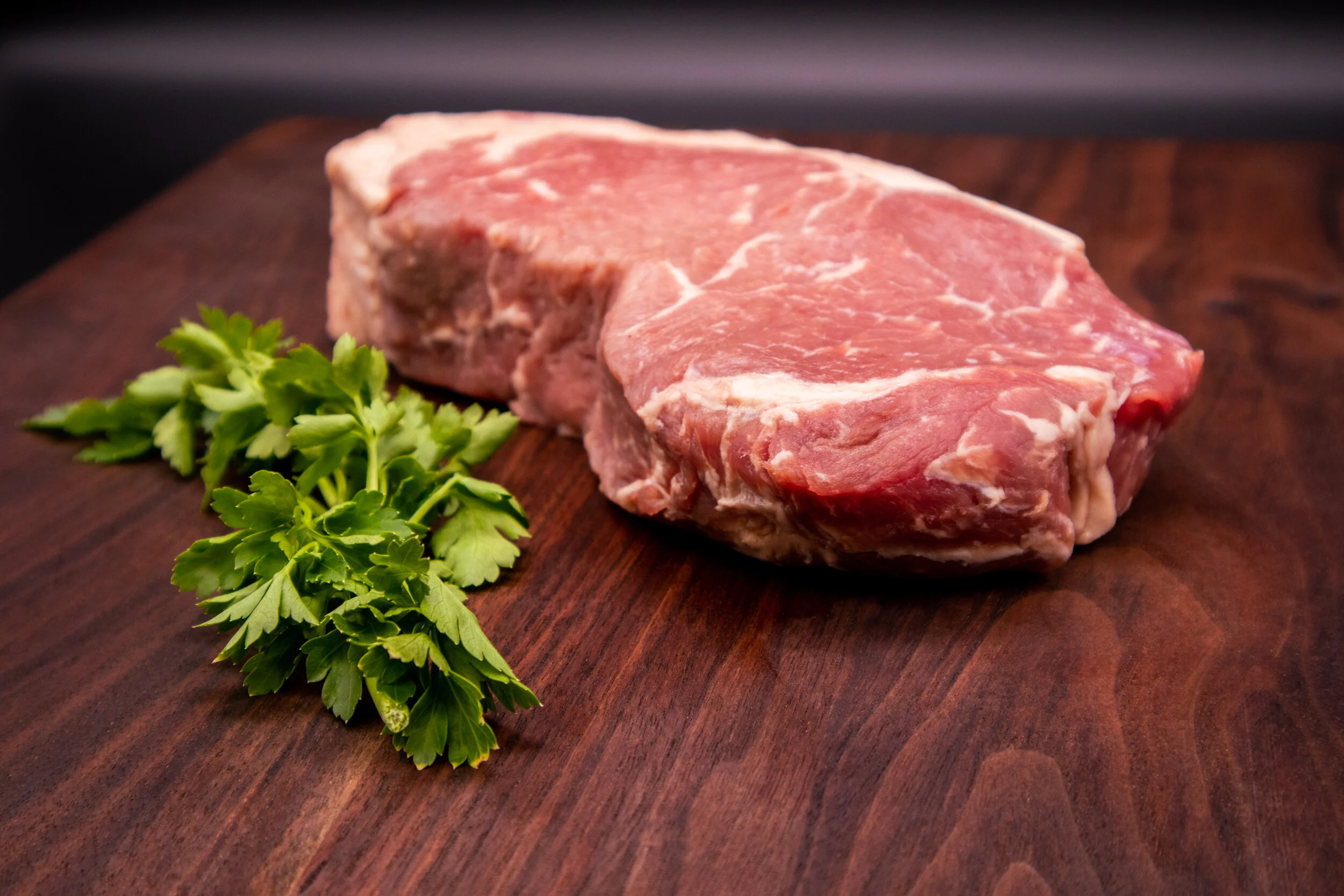 New York Strip Steaks, 1.5" thick, Grain Finished