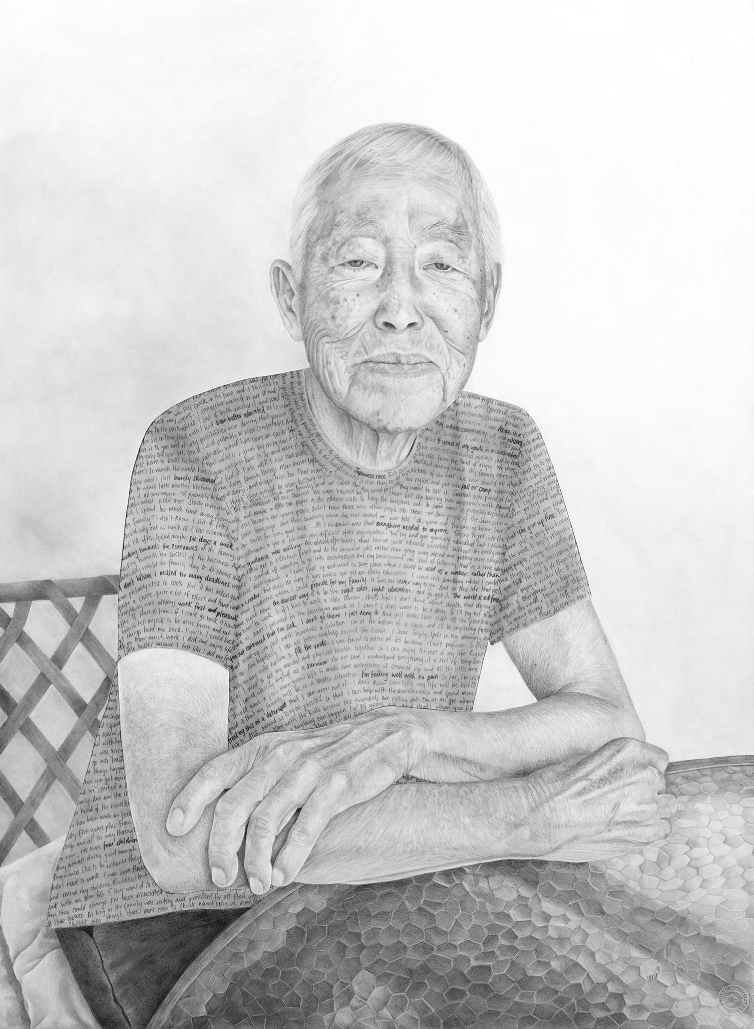 Osamu - Pencil on drawing and tissue papers - 30" x 22" - 2016