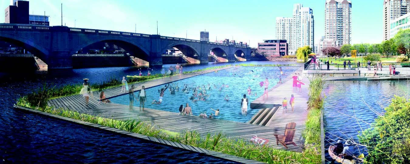 A proposed swimming facility in the Charles River in Boston, MA. Image: Charles River Conservancy.