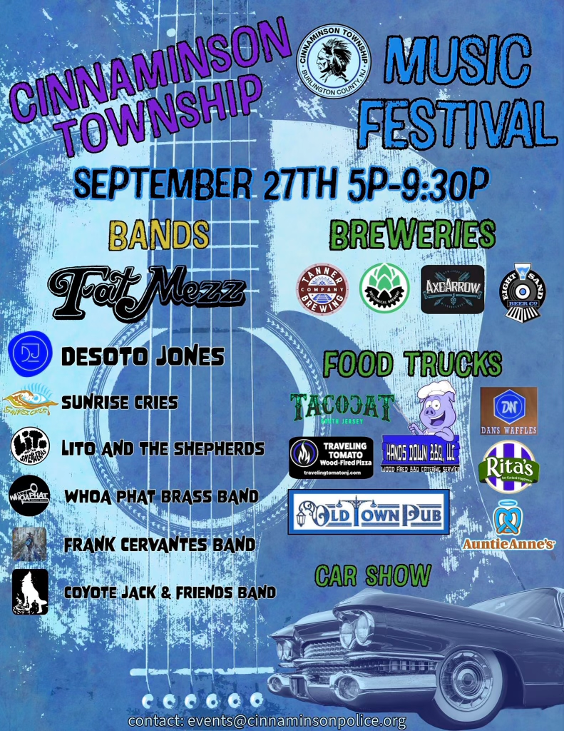 Cinnaminson Music Festival - Food Trucks - Car Show - Breweries