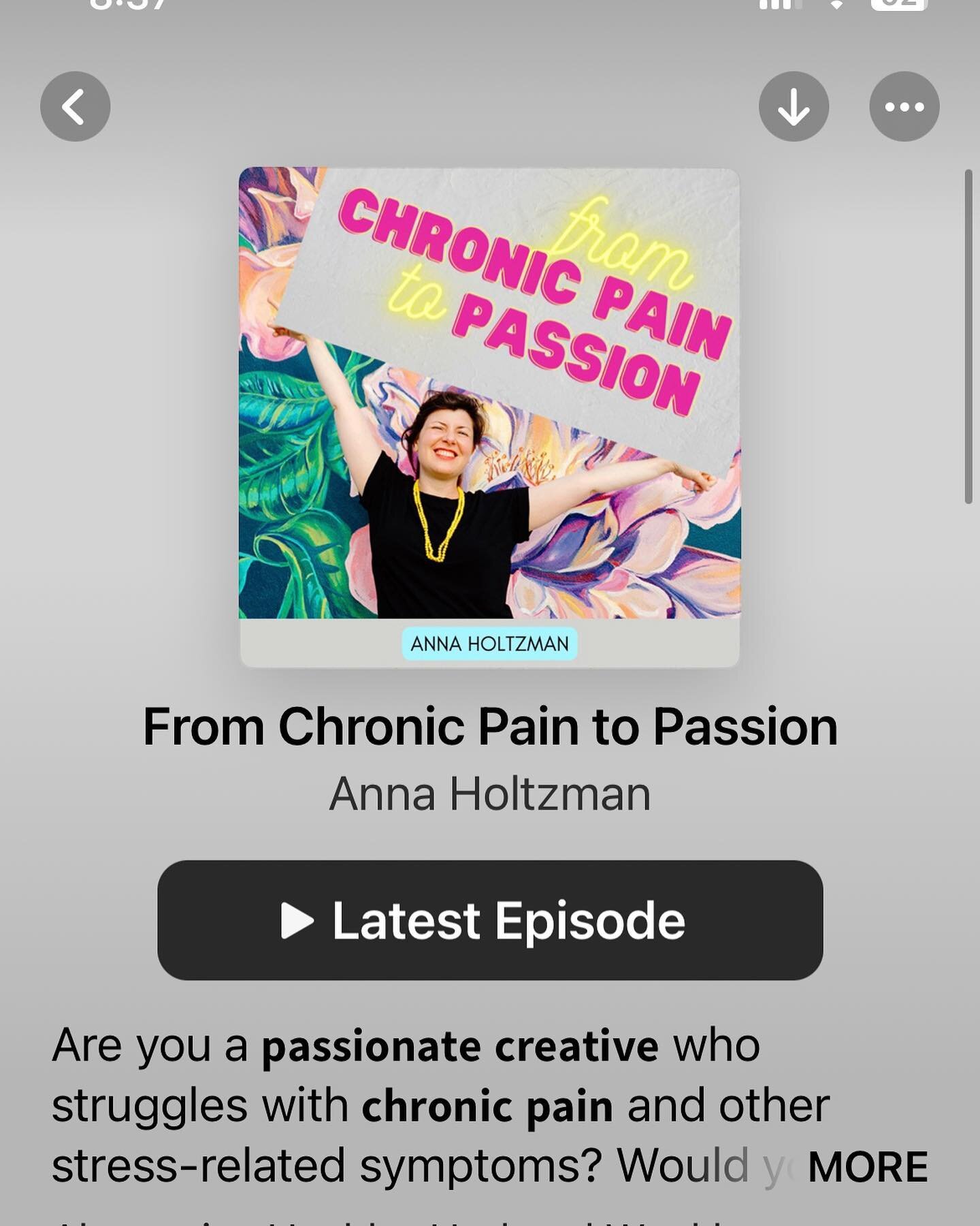 Stop what you&rsquo;re doing and go check out this new podcast! If you are a creative person who also suffers from chronic pain, Anna is seriously talented and educated in this realm of work. She&rsquo;s not only a dear friend of mine, but a seriousl