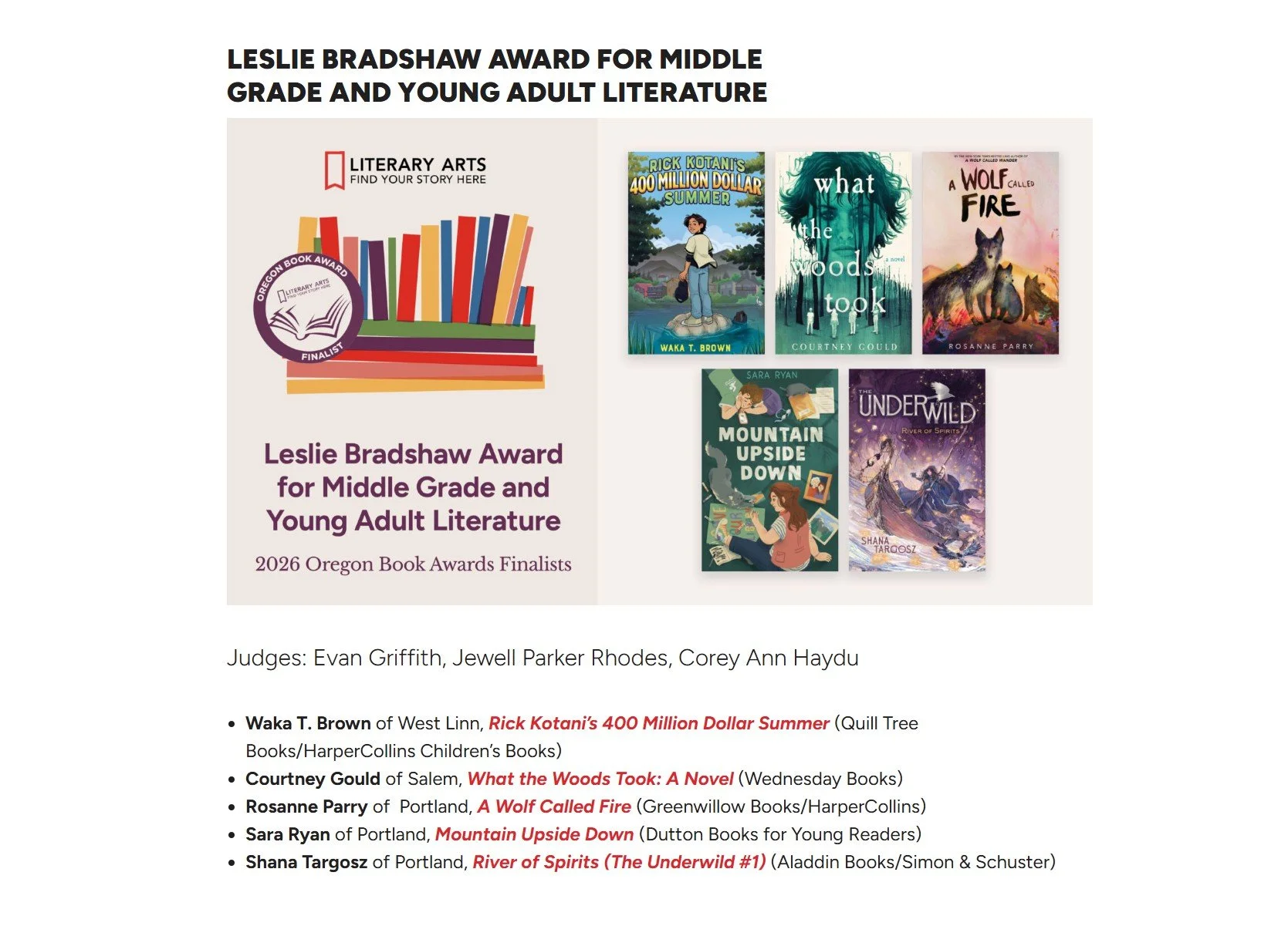 River of Spirits is an Oregon Book Award Finalist!