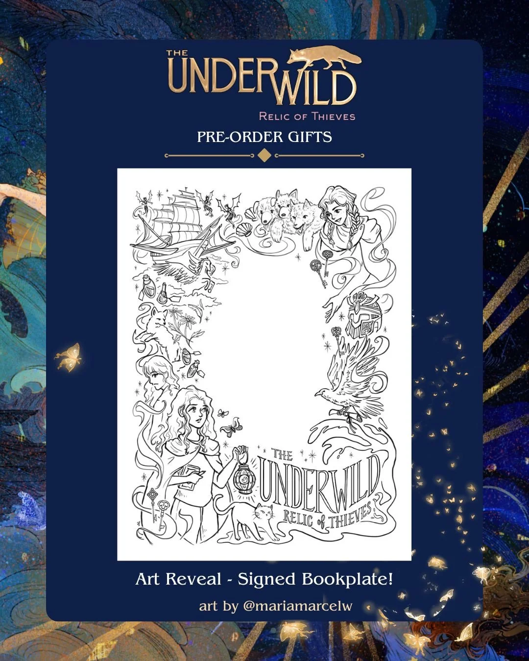 💫 Art Reveal! So happy to share the incredible bookplate and sticker designs @mariamarcelw created for Relic of Thieves! The bookplate alone features so many elements from the book - I adore them all! Completely in love with Marcella's art and am ex