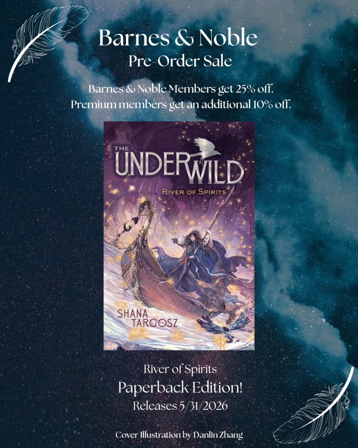 The B&amp;N pre-order sale is here! This is the perfect time to grab the paperback edition of River of Spirits ✨️

From now until March 26, @barnesandnoble members get 25% off books, audiobooks, &amp; ebooks using code PREORDER25. Premium Members get