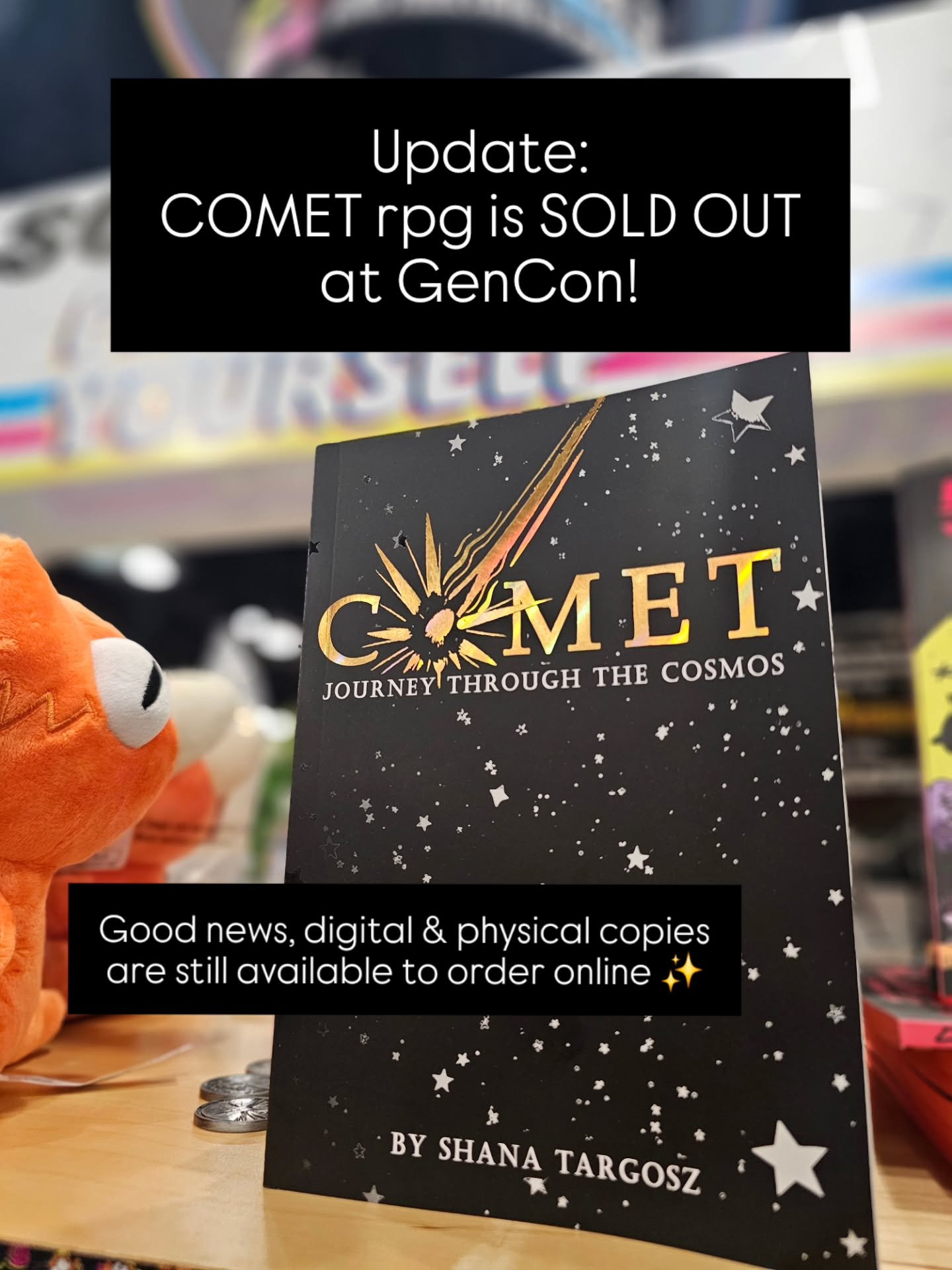 Update: Comet is SOLD OUT at #gencon ✨️

Thank you to everyone who grabbed a copy &amp; came to my signing at the @crwnstudios booth!

Good news, physical books &amp; digital/physical bundles are still available online.

Selling out at GenCon was com