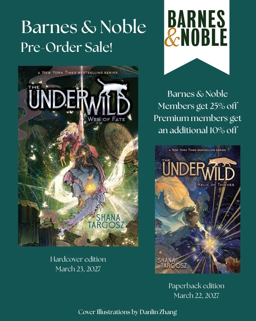 It's that time again! The Barnes &amp; Noble Preorder sale is on now! This is the perfect time to order Web of Fate and the paperback edition of Relic of Thieves! ✨️

From now until September 11, @barnesandnoble members get 25% off books, audiobooks,
