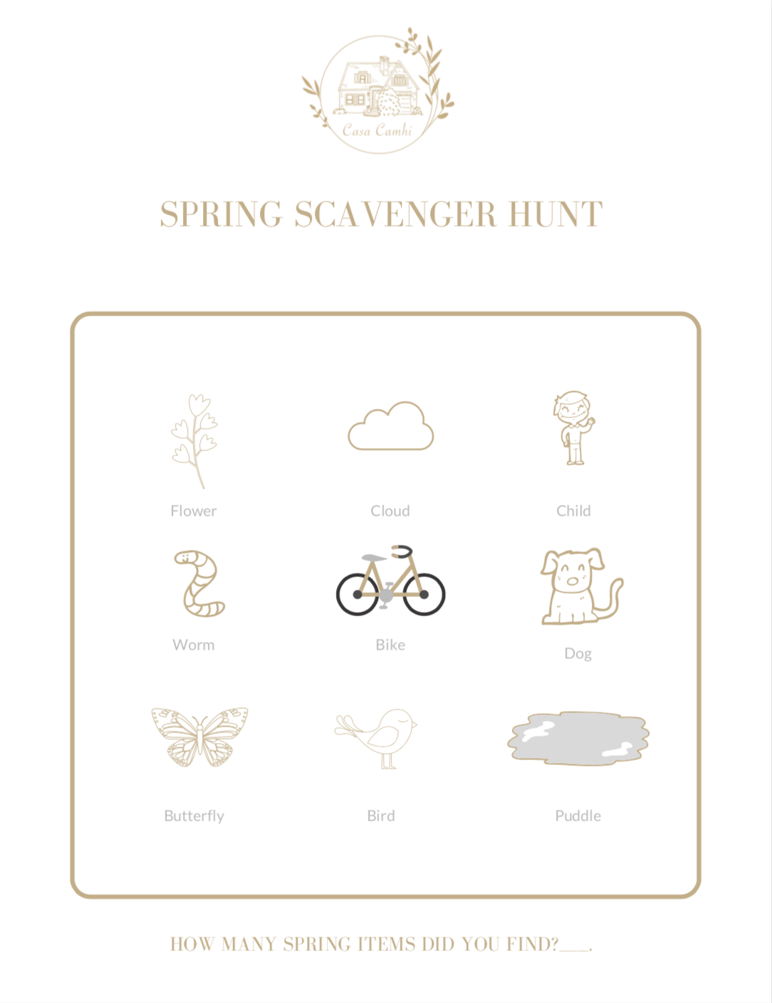 Download your own printable Scavenger Hunt page here .