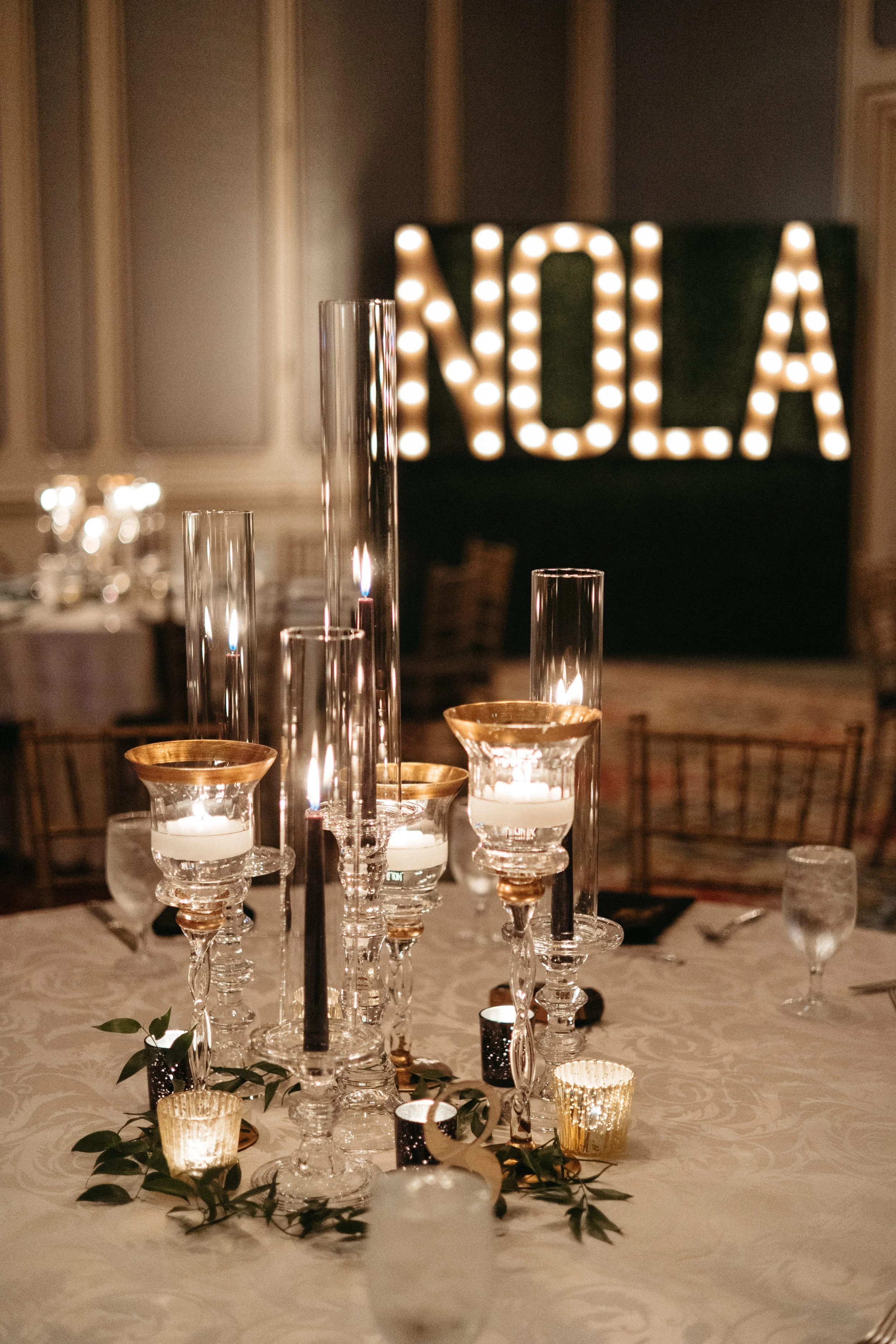 Candle Heavy Centerpieces with Greenery