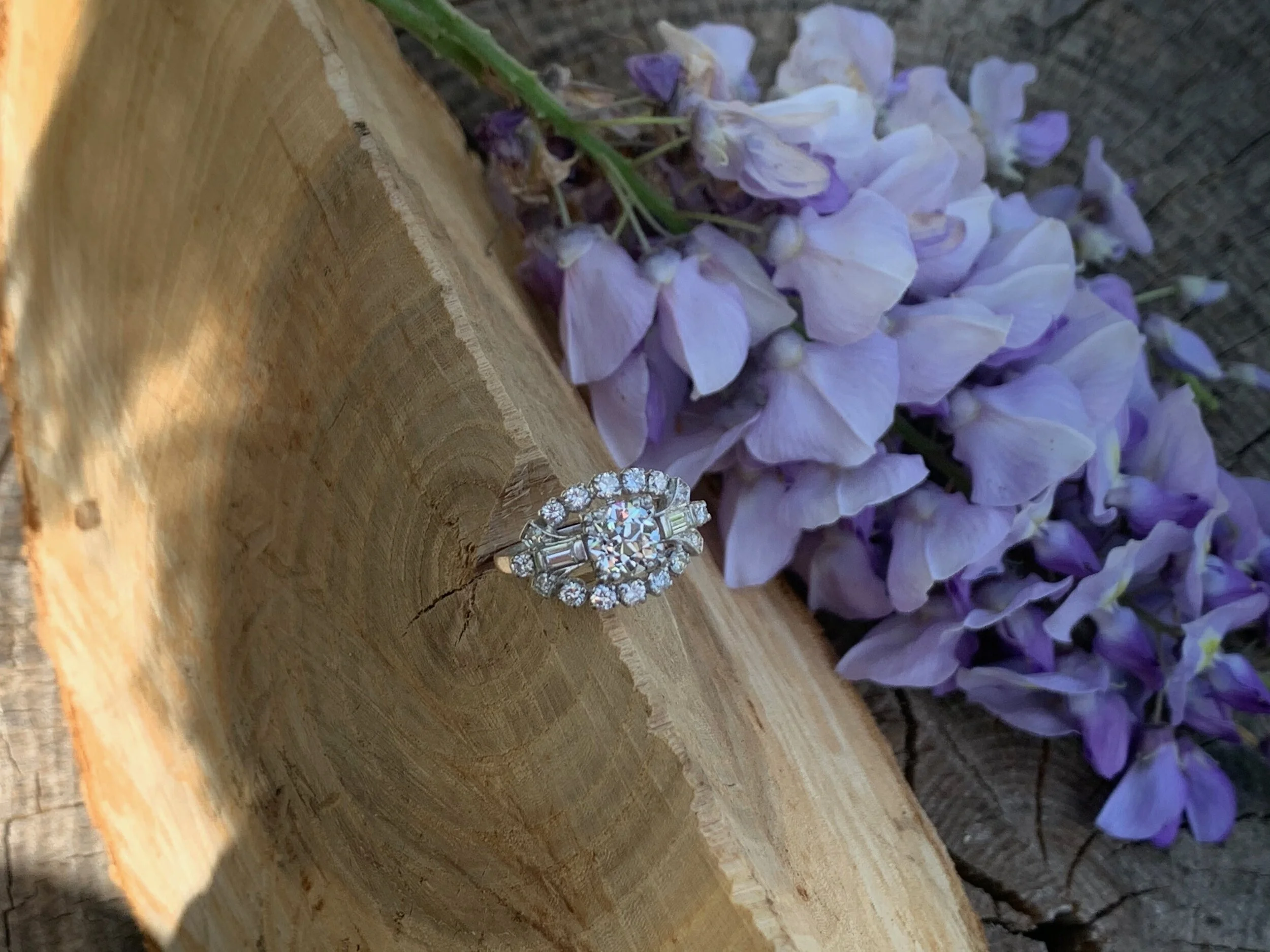 Retro Diamond Engagement Ring