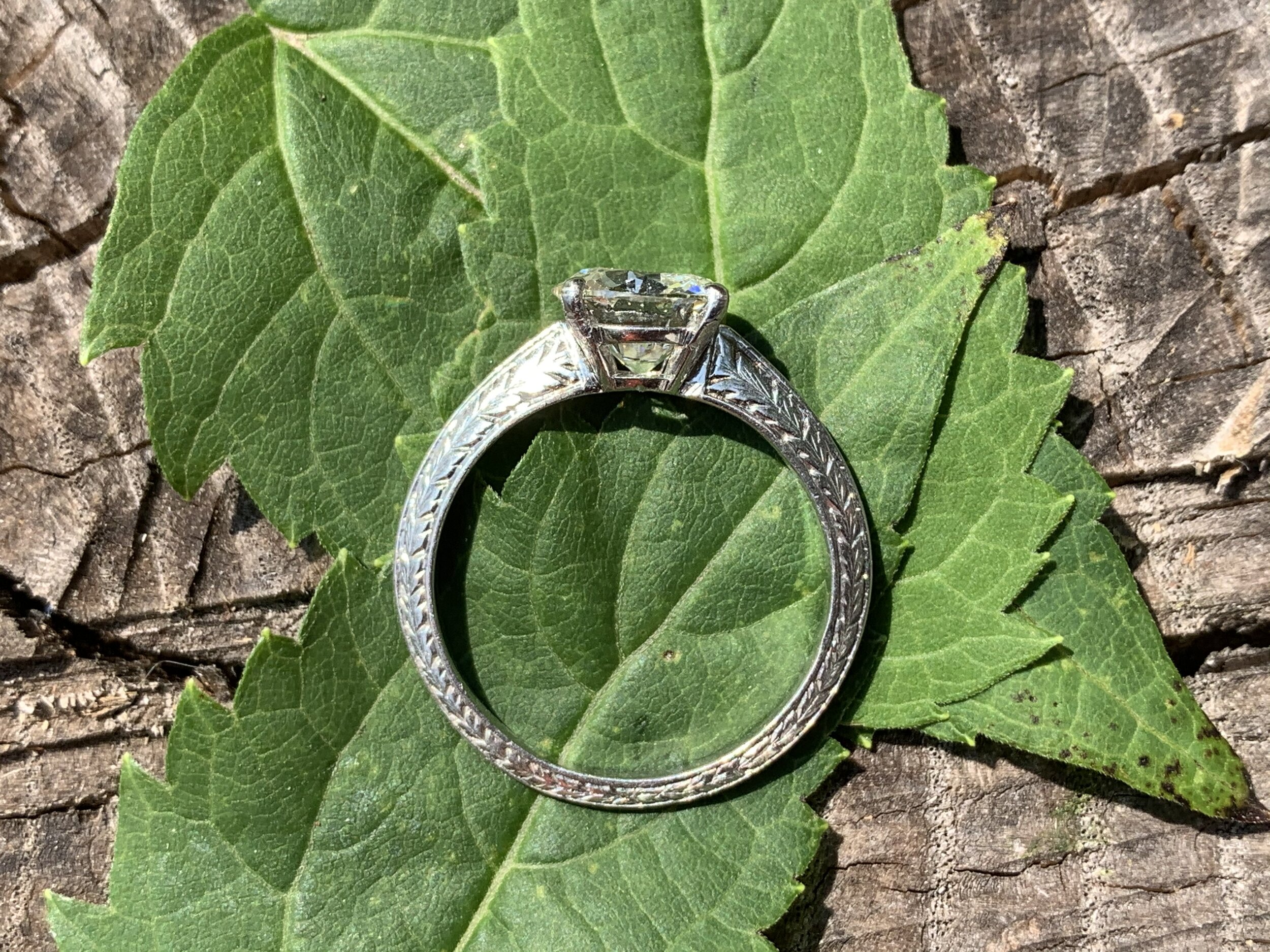 Platinum Art Deco Old European Cut Diamond Engagement Ring