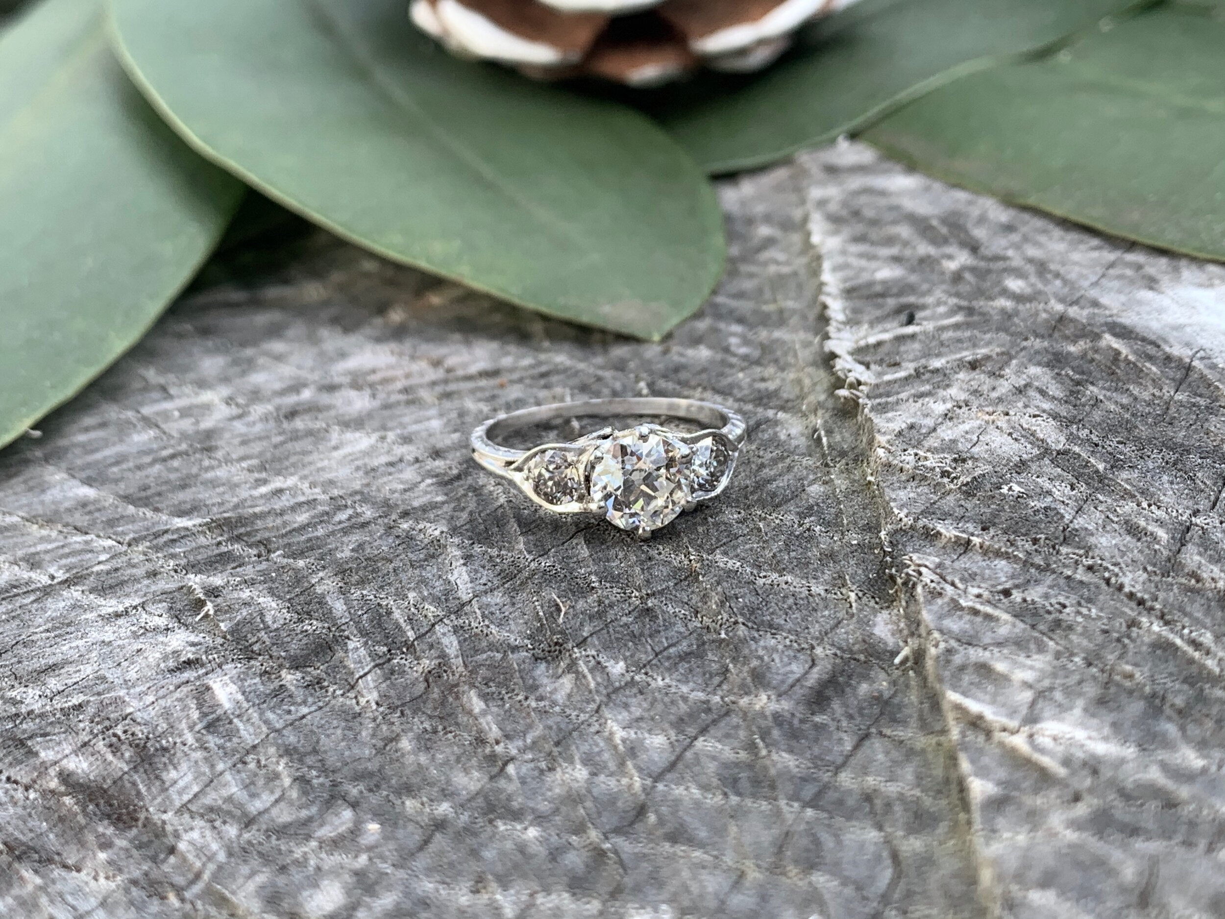 Art Deco 1920s Diamond Engagement Ring with Old European Cut Diamond