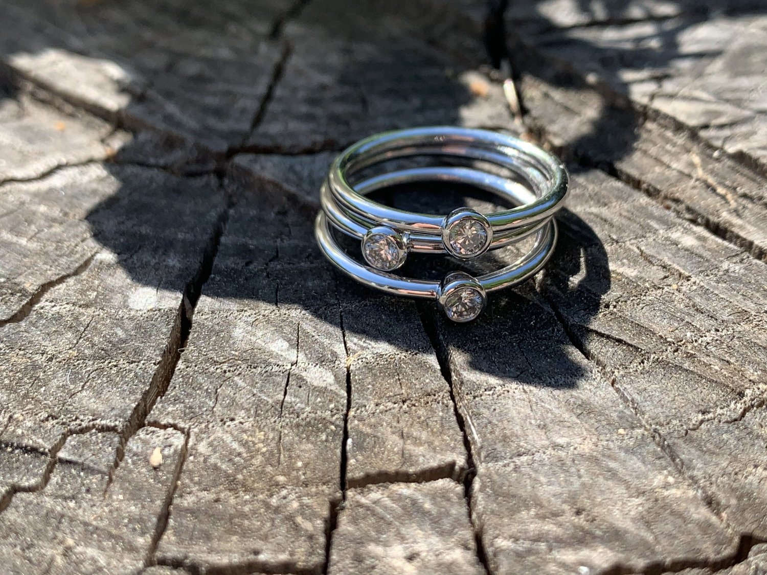 Tiffany & Co Set of 3 Stacking Diamond Ring — Antique Jewelry NYC