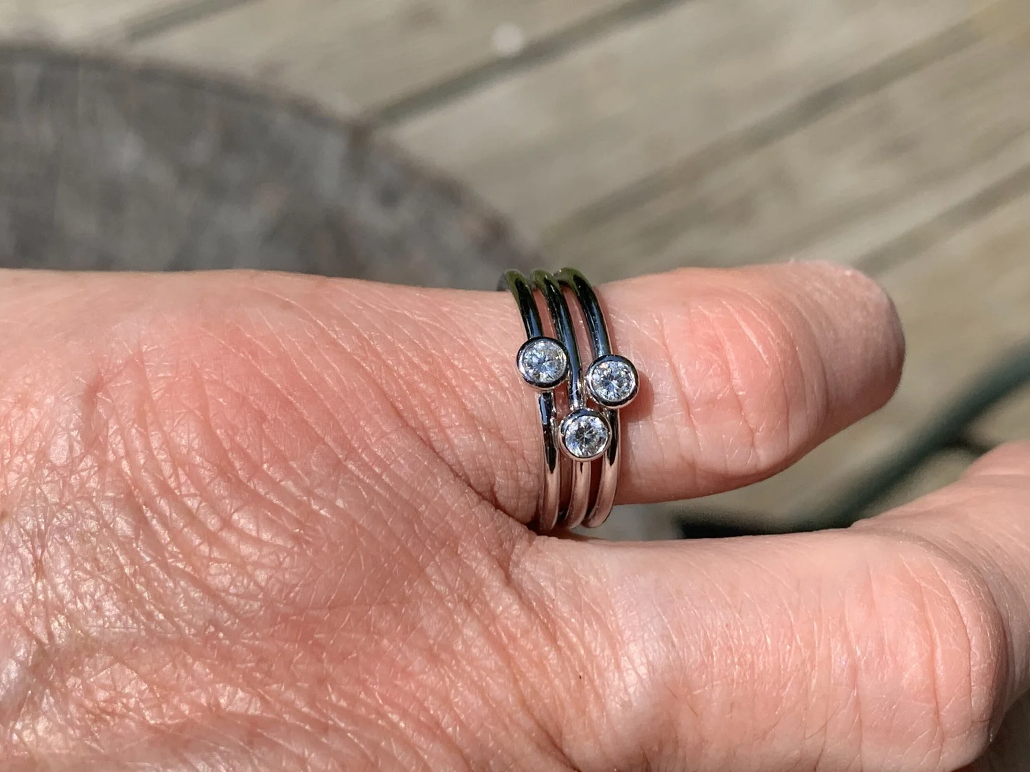 Tiffany & Co Set of 3 Stacking Diamond Ring — Antique Jewelry NYC