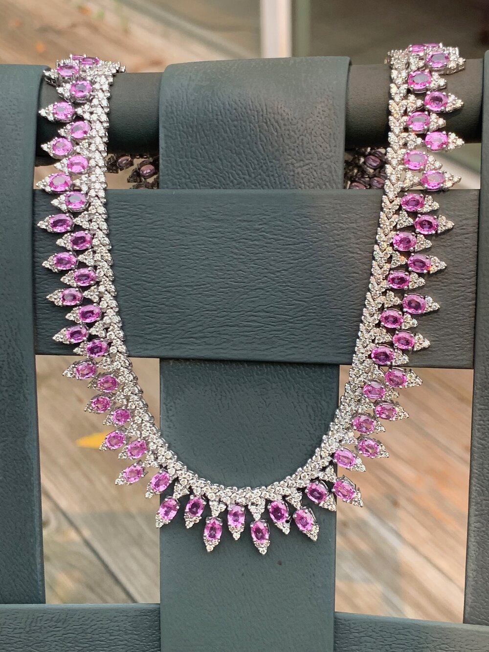 Pink Sapphire and Diamond Dramatic Choker Necklace — Antique