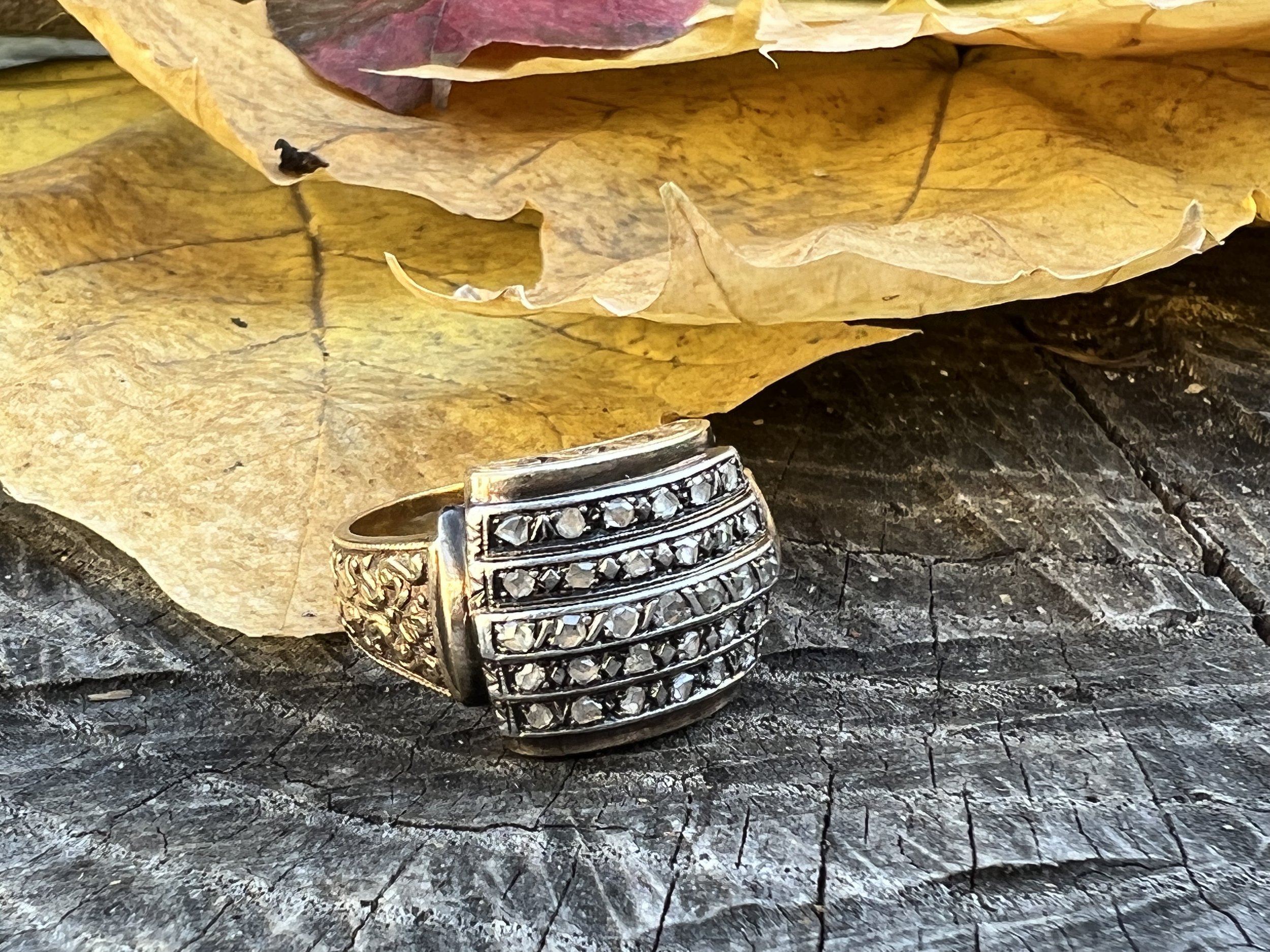 Georgian Rose Cut Diamond Cluster Ring