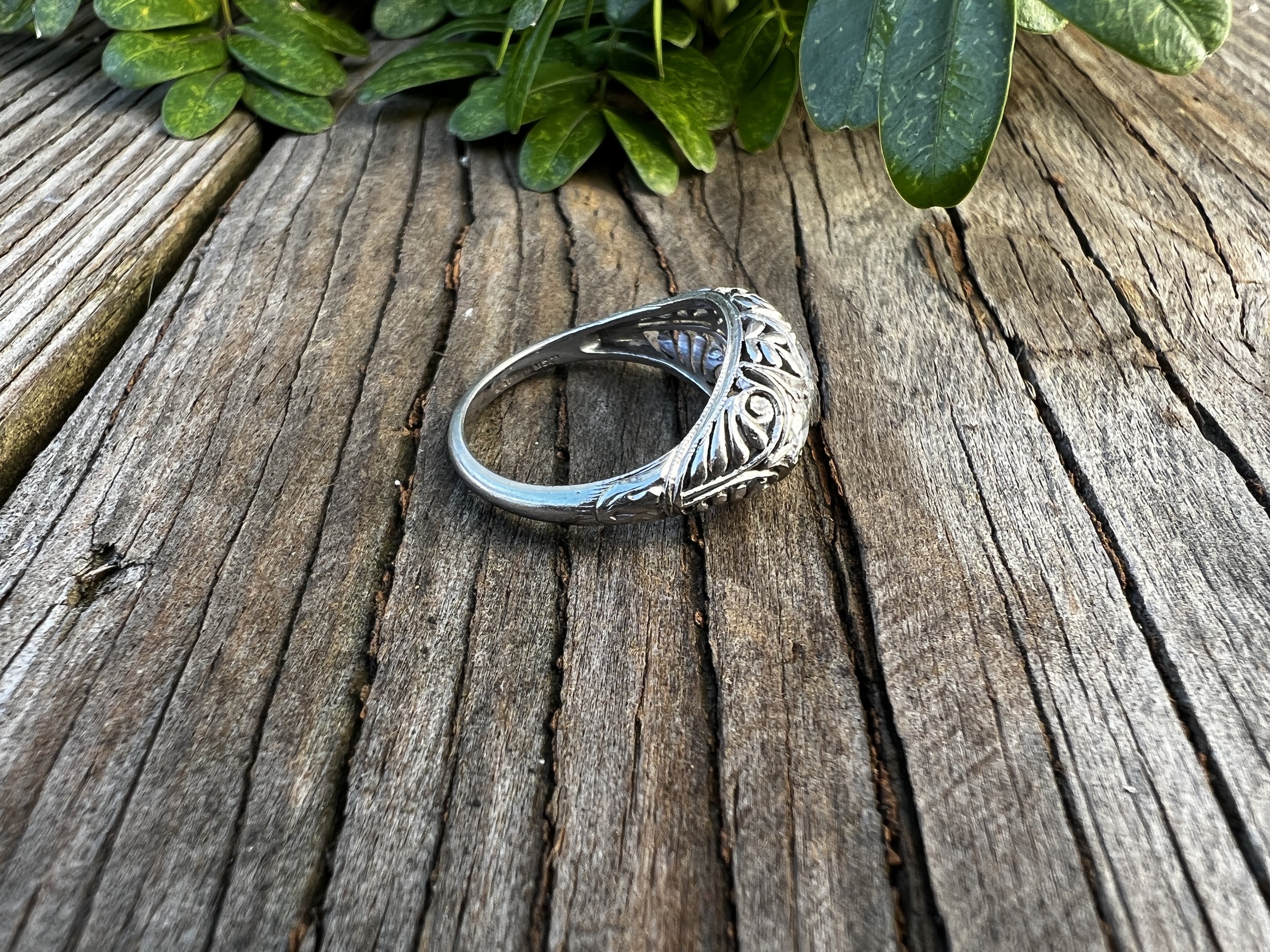 Art Deco 3 Stone Old European Cut Diamond Ring