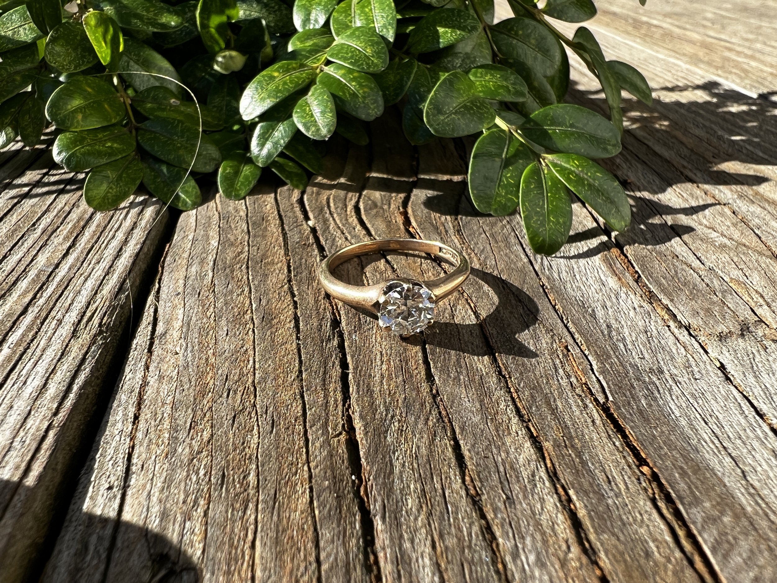 Victorian 14K Yellow Gold Old European Cut Diamond Engagement Ring