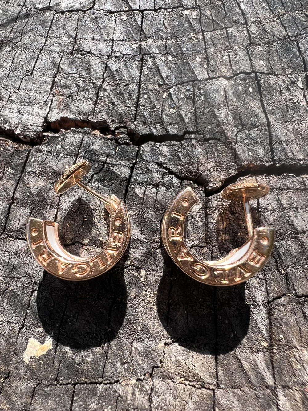 Bulgari 18K Yellow Gold B. Zero Collection White Ceramic Hoop