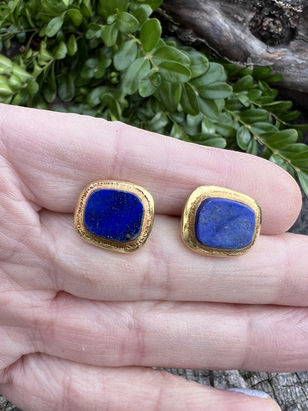 18K Yellow Gold Van Clef & Arpels Lapis Cufflinks — Antique