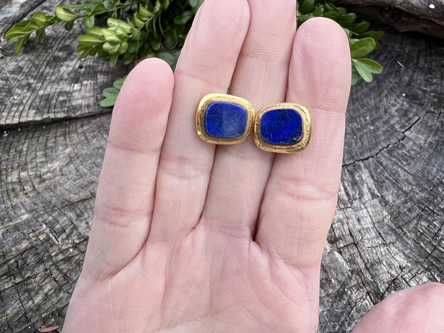 18K Yellow Gold Van Clef & Arpels Lapis Cufflinks — Antique