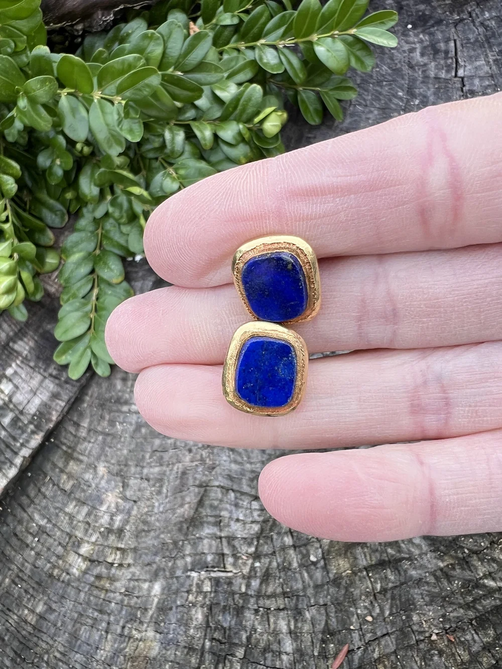 18K Yellow Gold Van Clef & Arpels Lapis Cufflinks — Antique