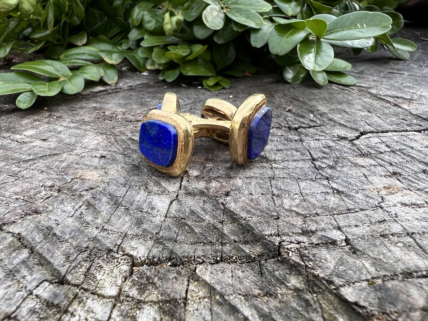 18K Yellow Gold Van Clef & Arpels Lapis Cufflinks — Antique