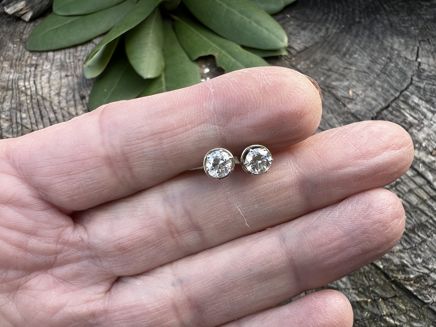 Victorian Old European Cut Diamond Stud Earrings Antique Jewelry NYC