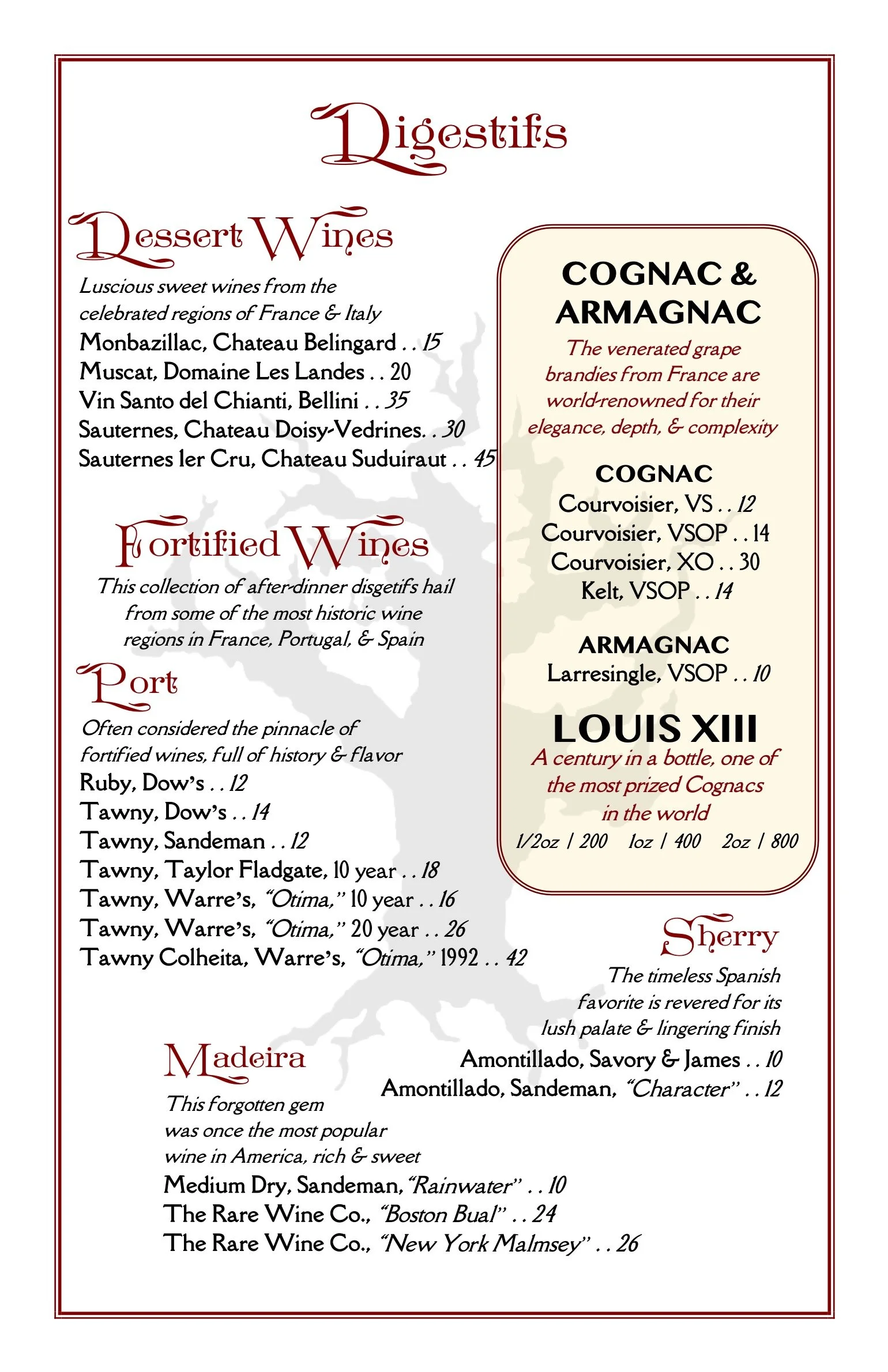 Menu — Primrose Path