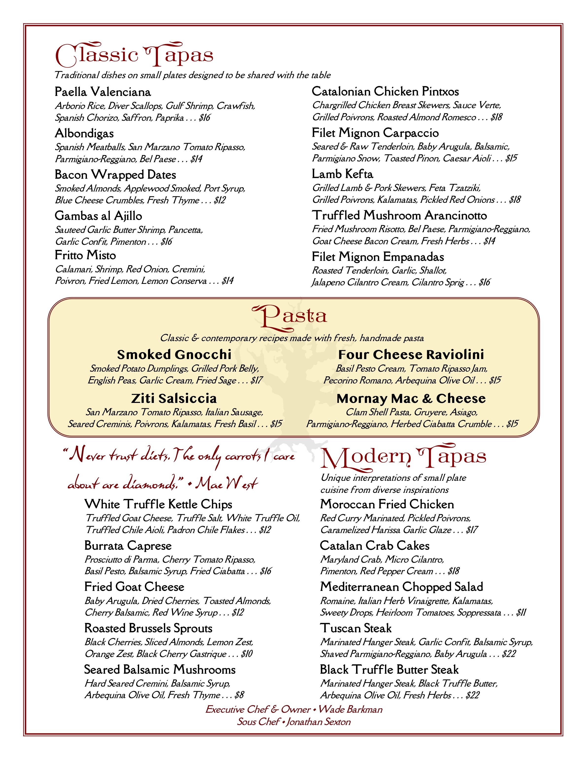 Menu — Primrose Path